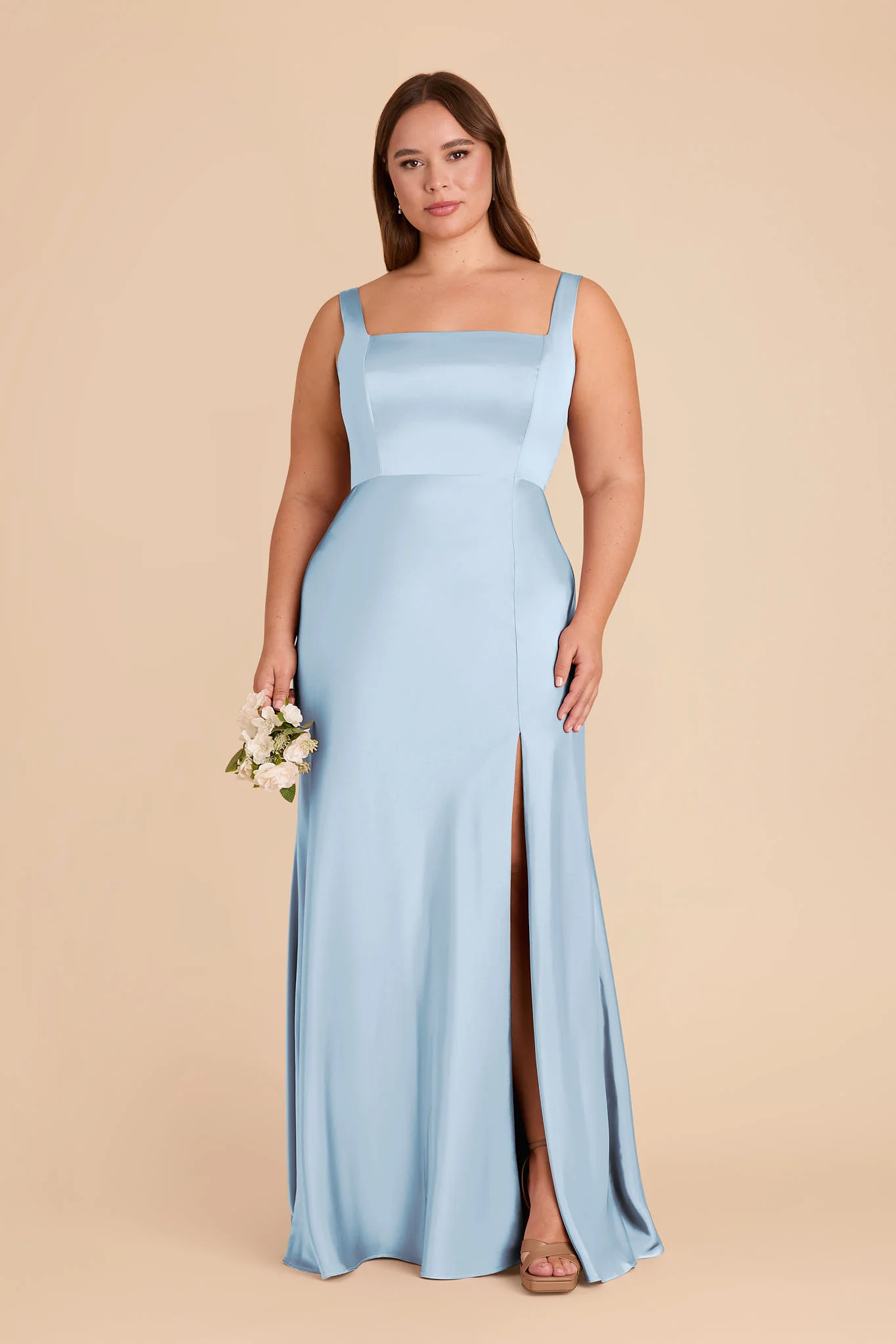 Alex Matte Satin Dress - Sky Blue - Image 7