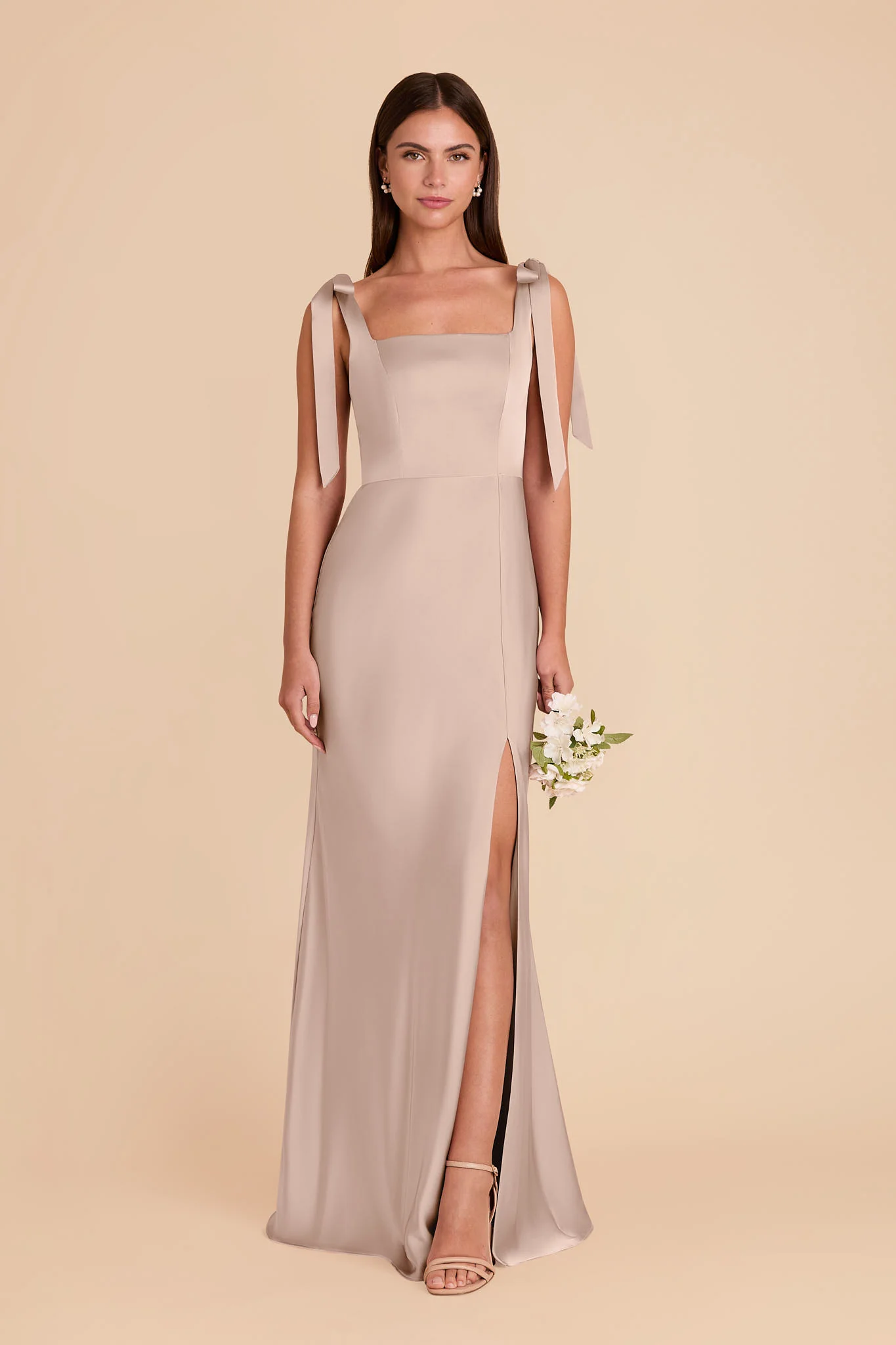 Alex Matte Satin Dress - Taupe