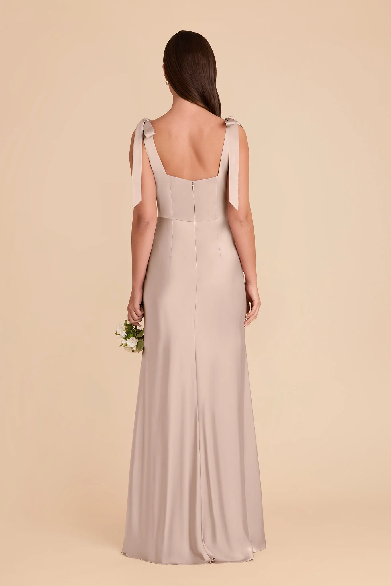 Alex Matte Satin Dress - Taupe - Image 5