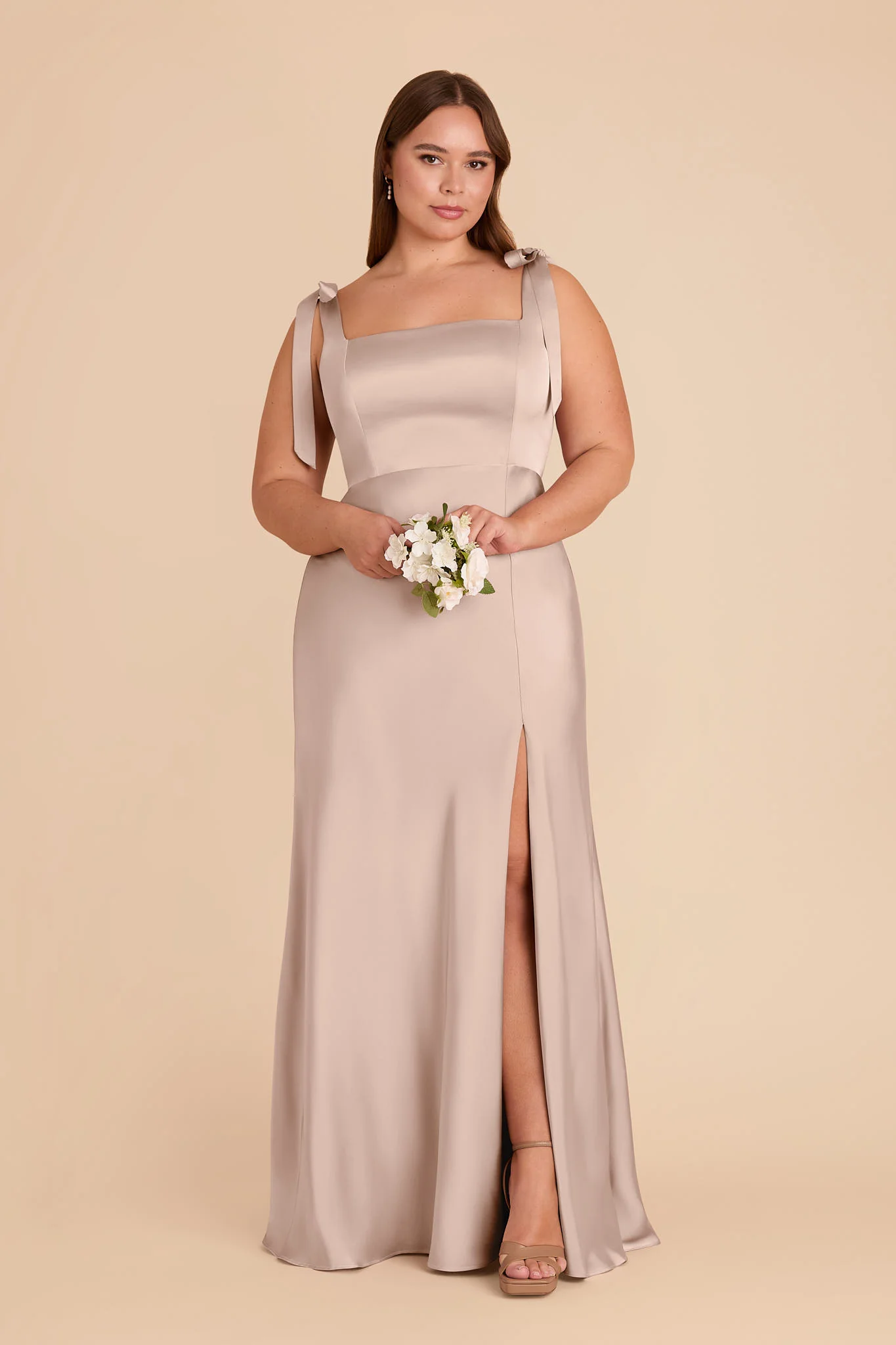Alex Matte Satin Dress - Taupe - Image 6
