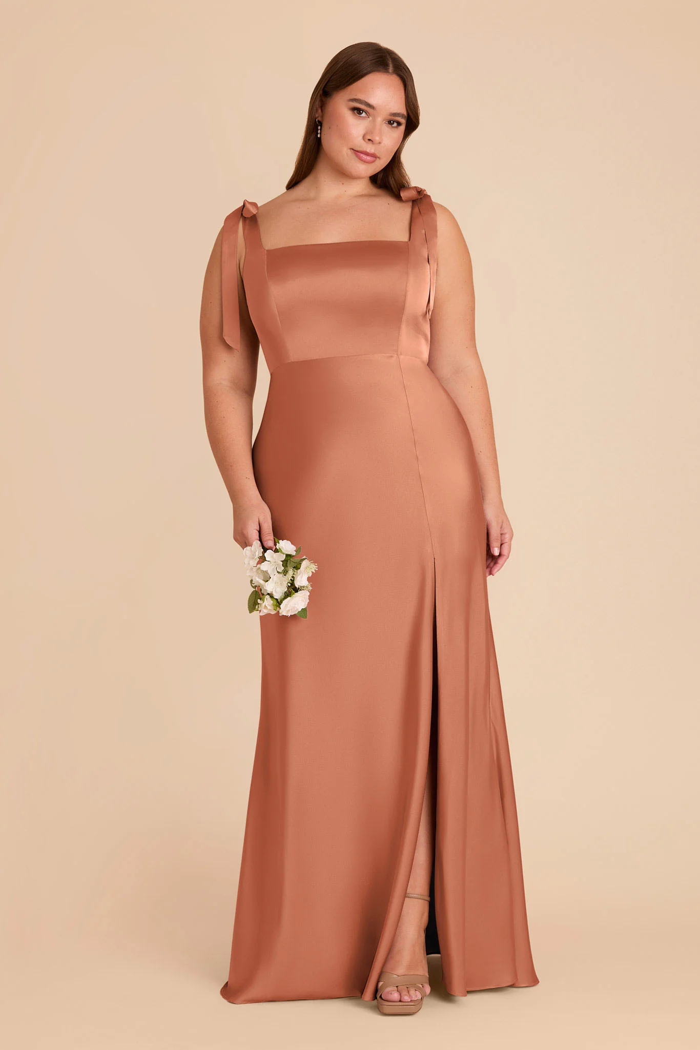 Alex Matte Satin Dress - Terracotta - Image 7