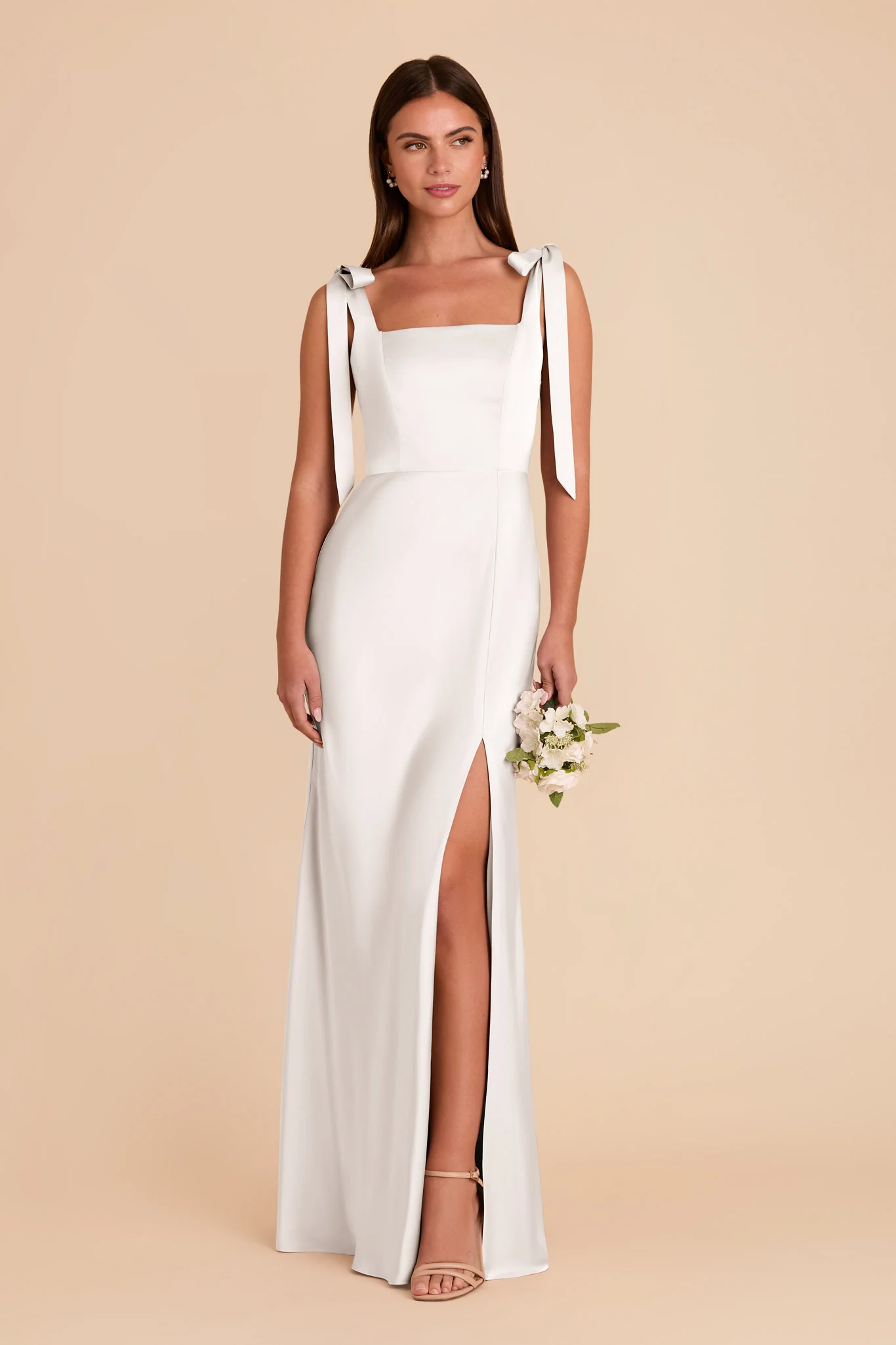 Alex Matte Satin Dress - White - Image 3