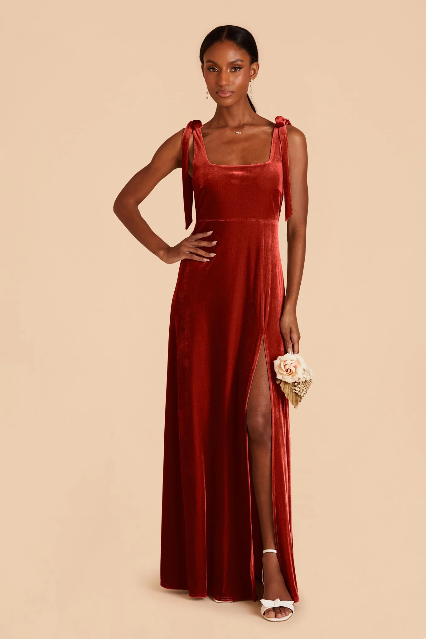 Alex Velvet Dress - Burnt Orange - Image 3