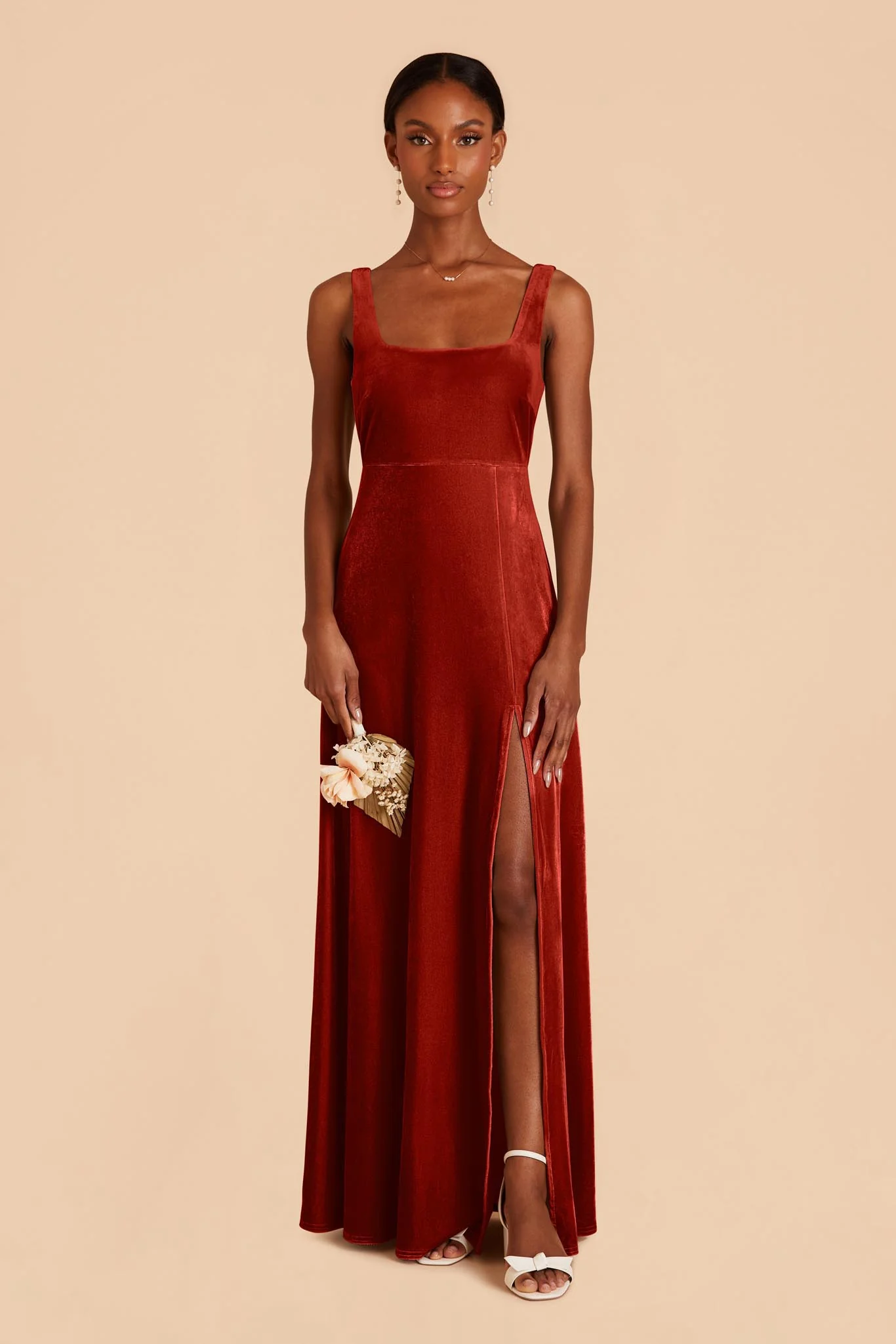 Alex Velvet Dress - Burnt Orange - Image 4