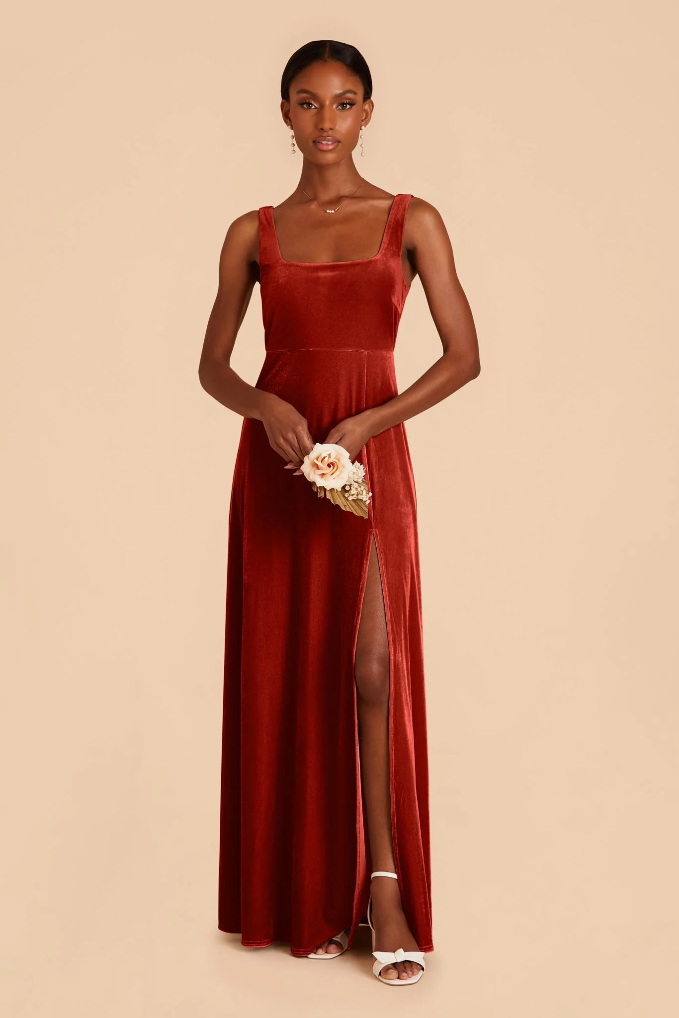 Alex Velvet Dress - Burnt Orange - Image 5