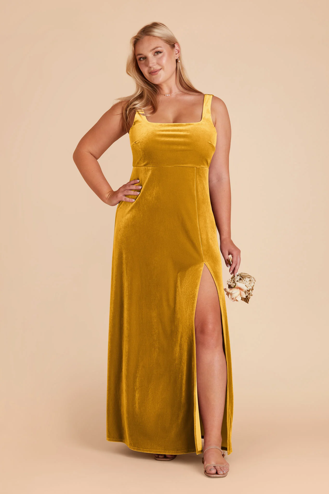 Alex Velvet Dress - Butterscotch - Image 2