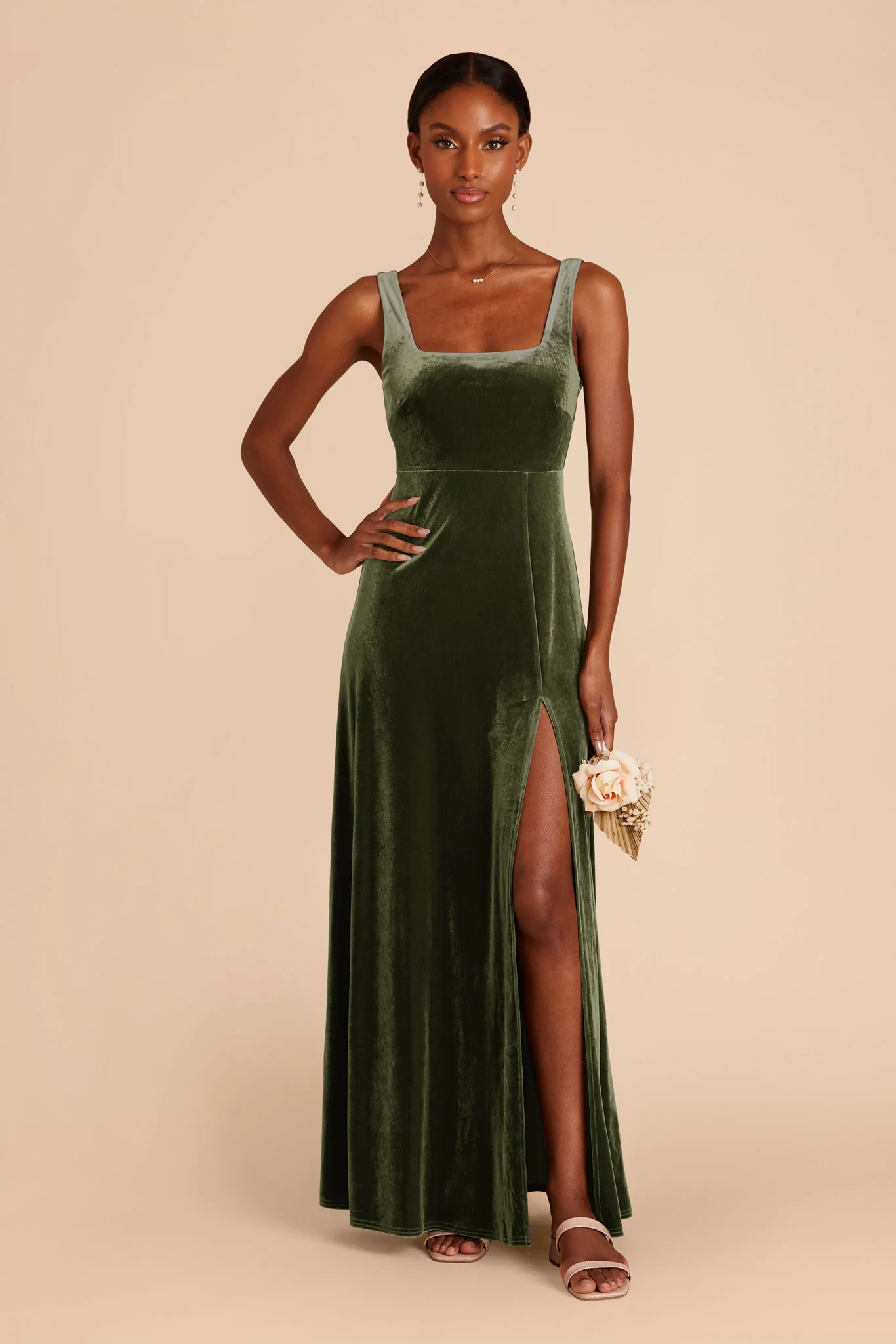 Alex Velvet Dress - Olive - Image 5