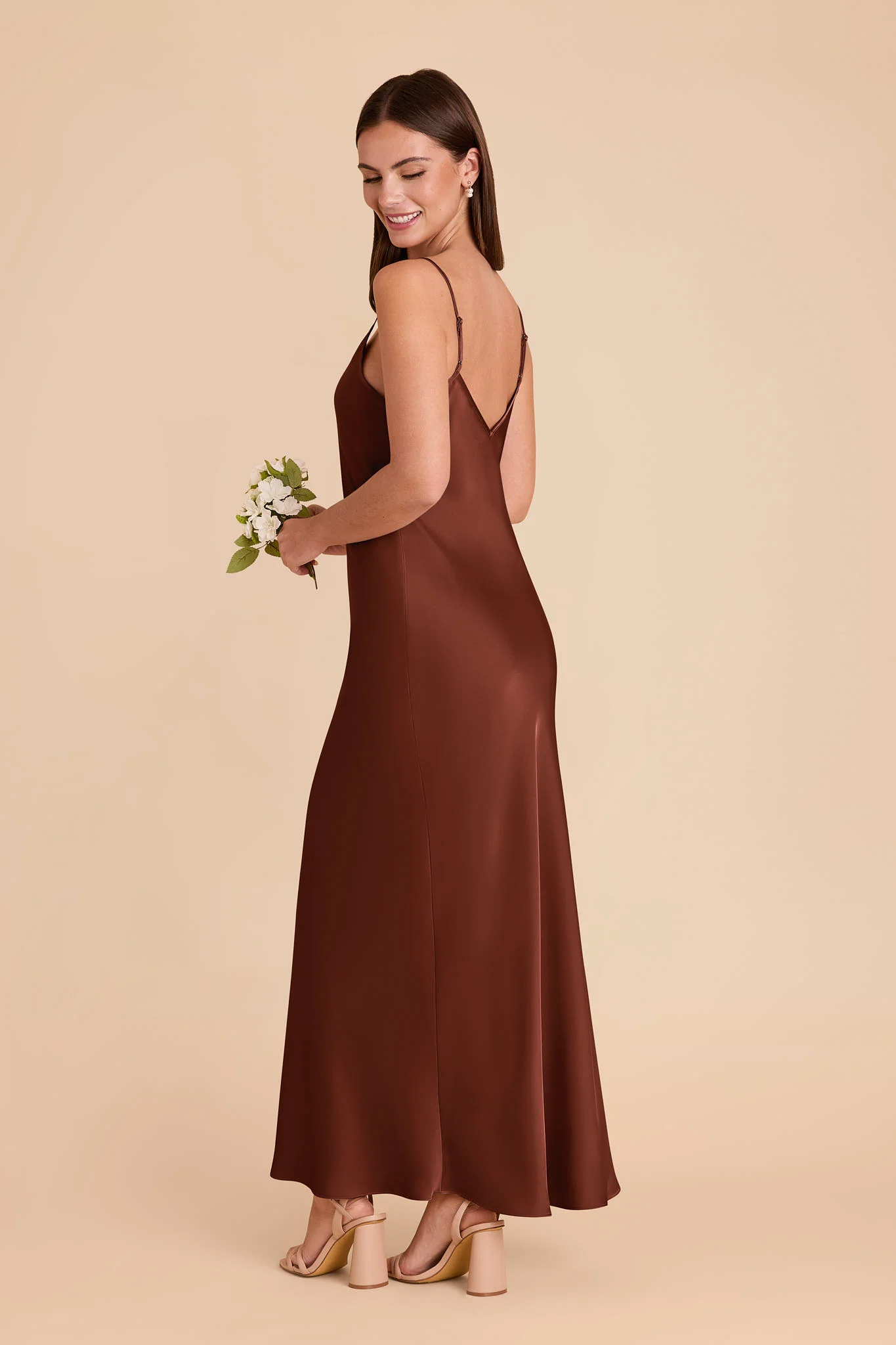 Alice Matte Satin Dress - Cognac - Image 4
