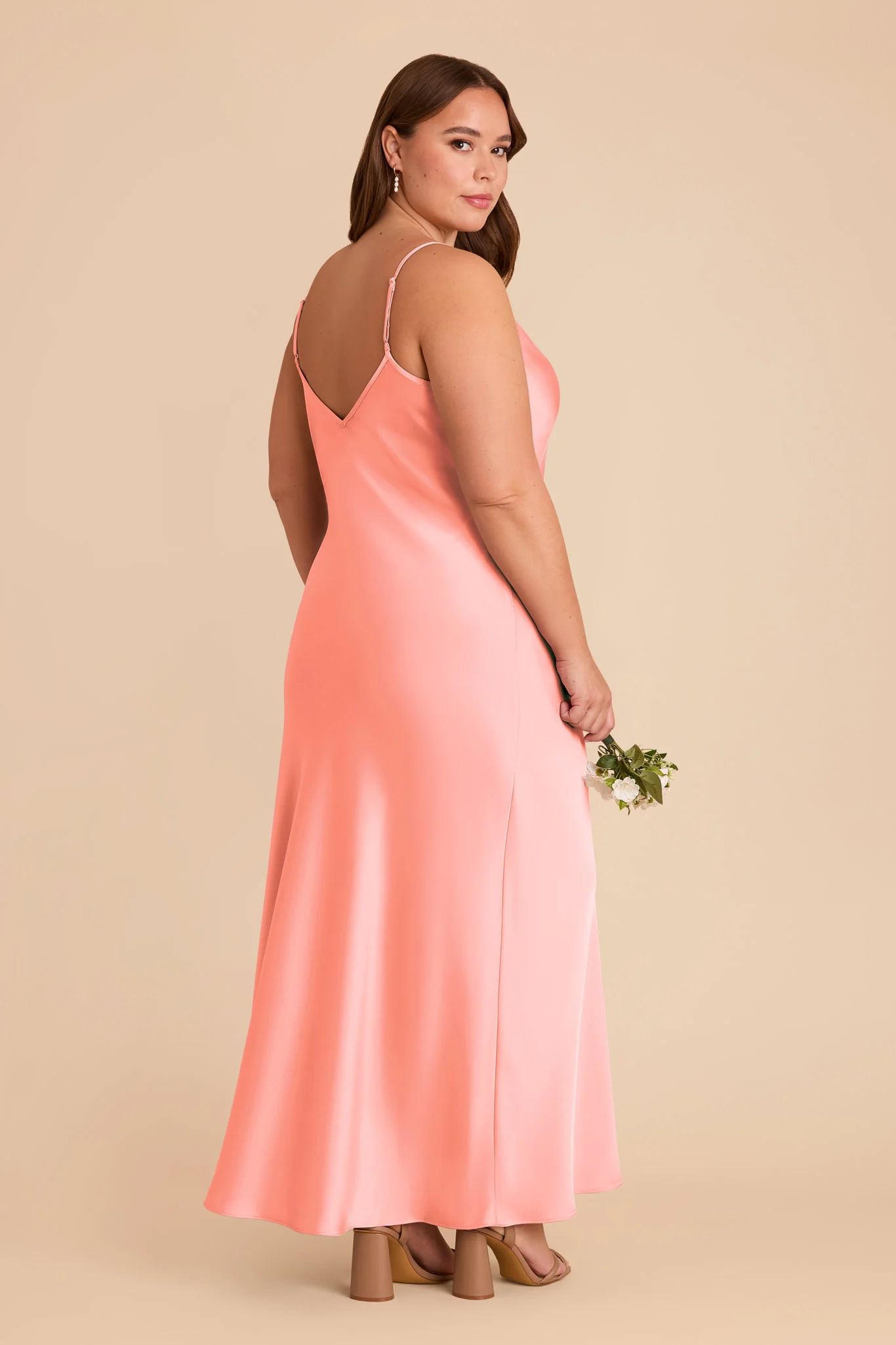 Alice Matte Satin Dress - Coral Pink - Image 7