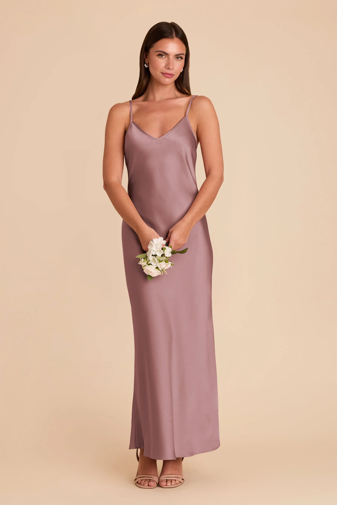 Alice Matte Satin Dress - Dark Mauve - Image 3