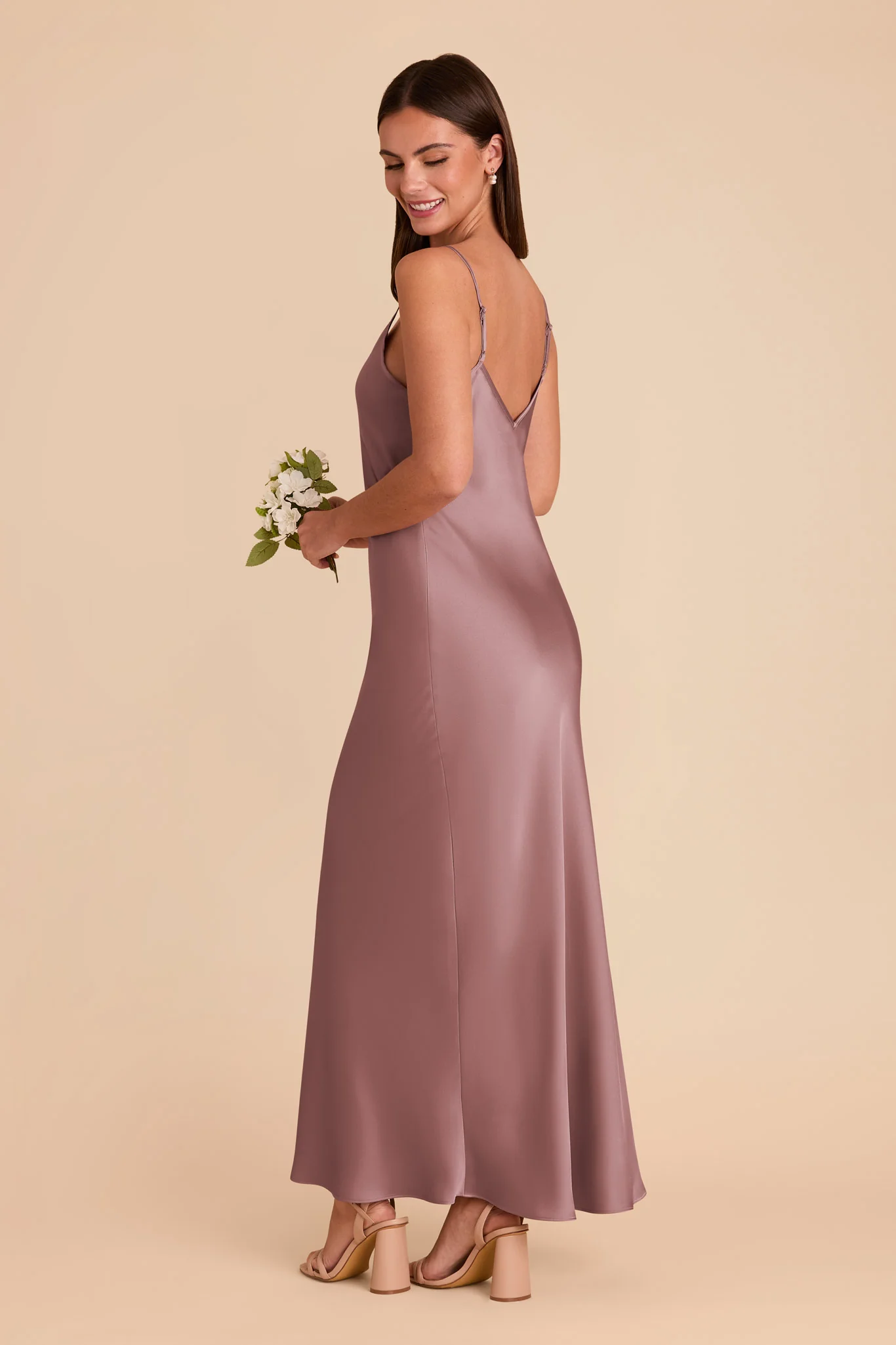 Alice Matte Satin Dress - Dark Mauve - Image 4