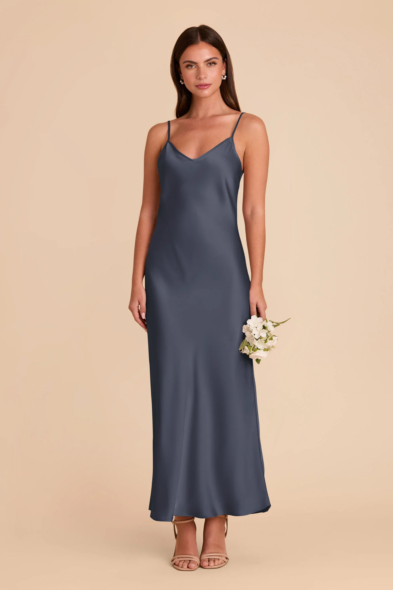 Alice Matte Satin Dress - Dusk Blue