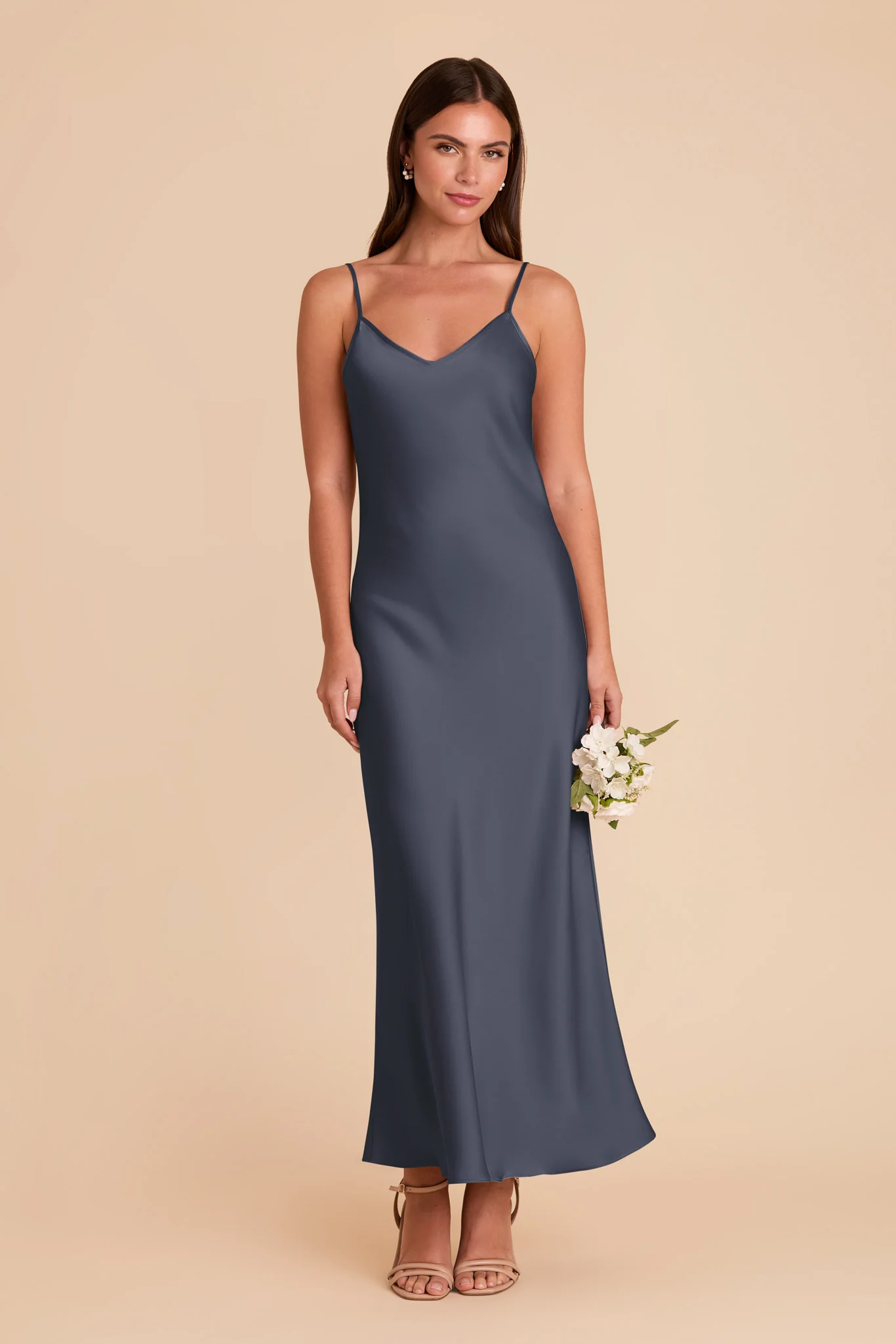 Alice Matte Satin Dress - Dusk Blue - Image 3