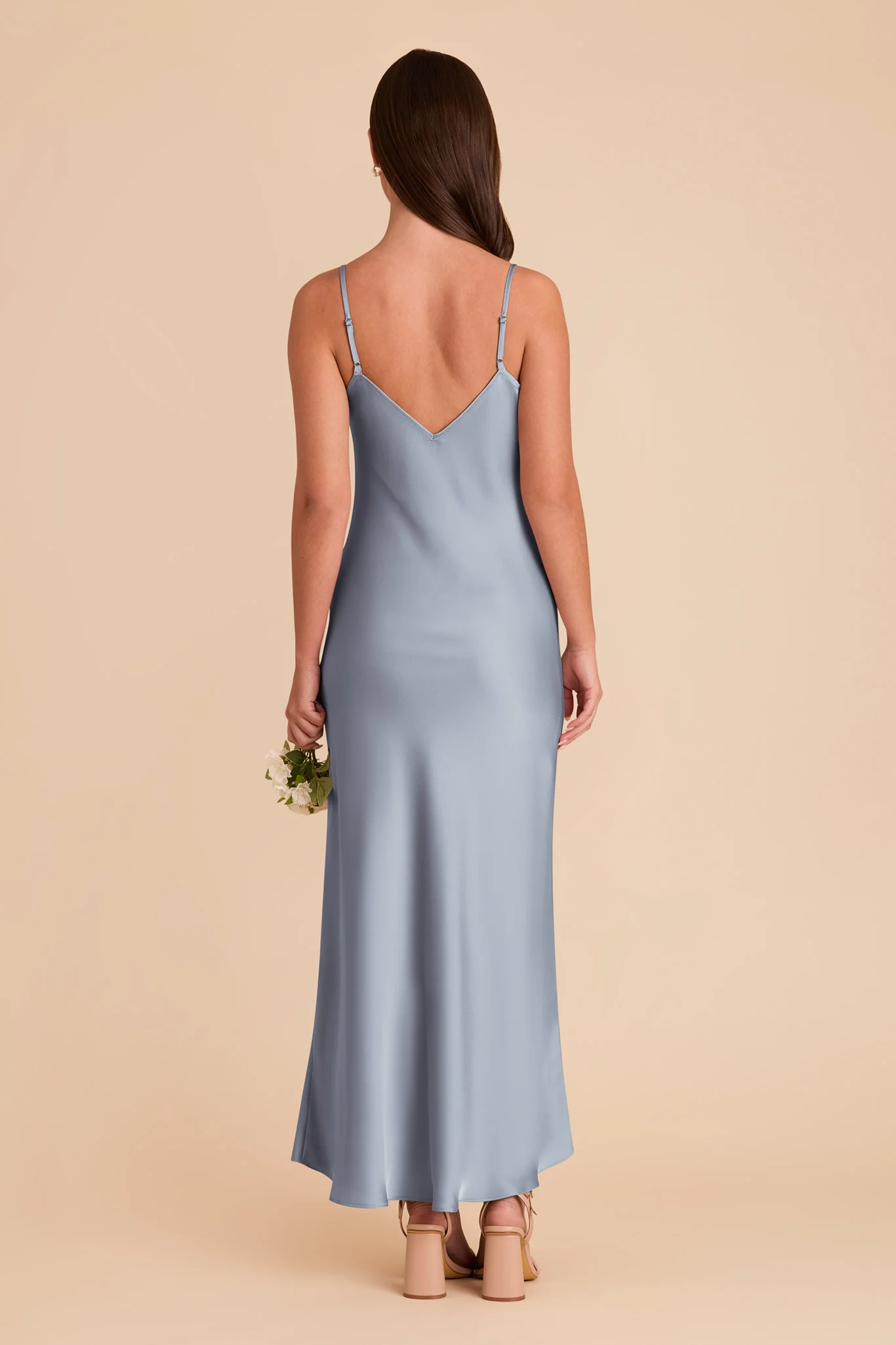Alice Matte Satin Dress - Dusty Blue - Image 5