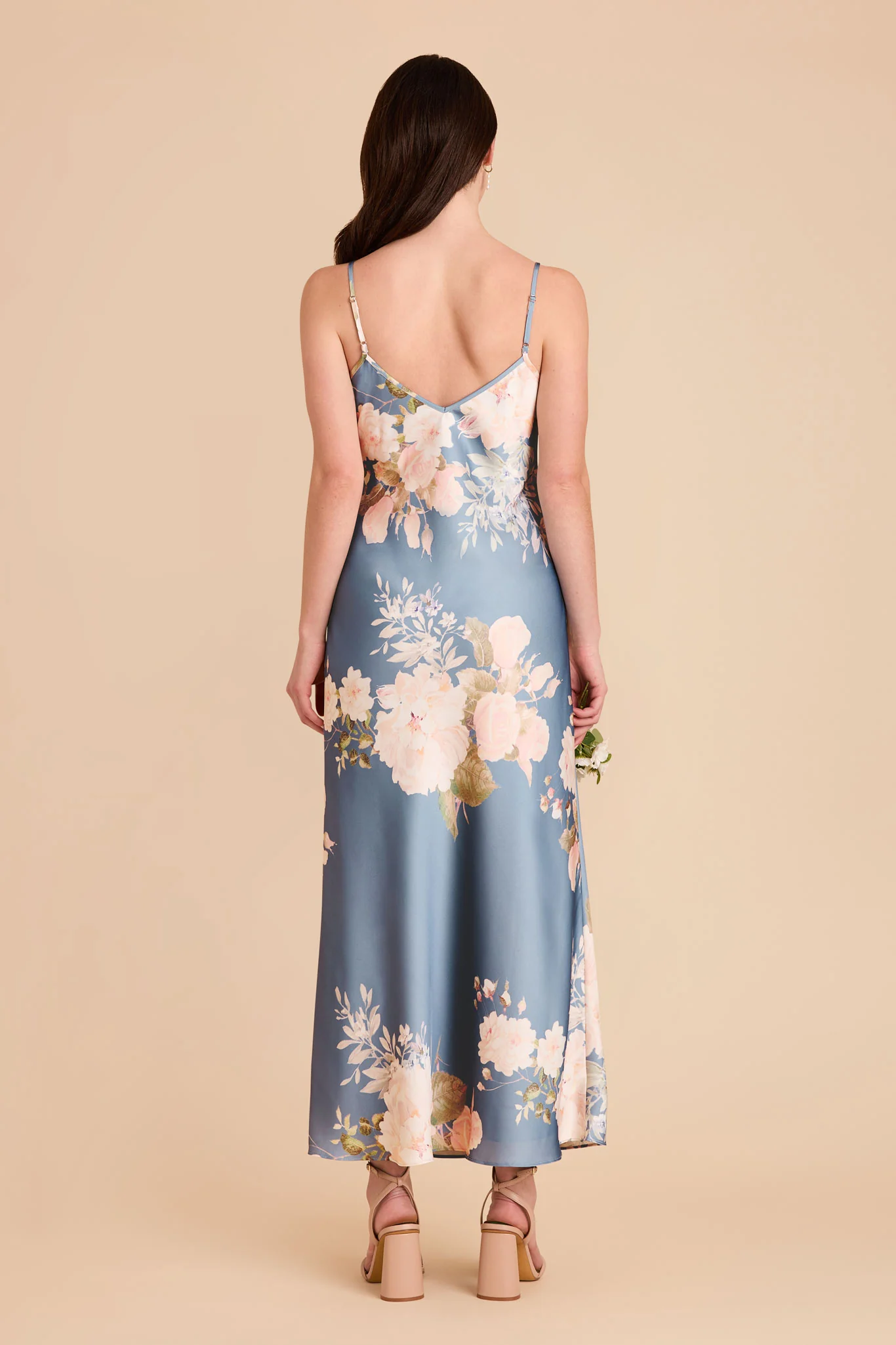 Alice Matte Satin Dress - Dusty Blue Romantic Bouquet - Image 4