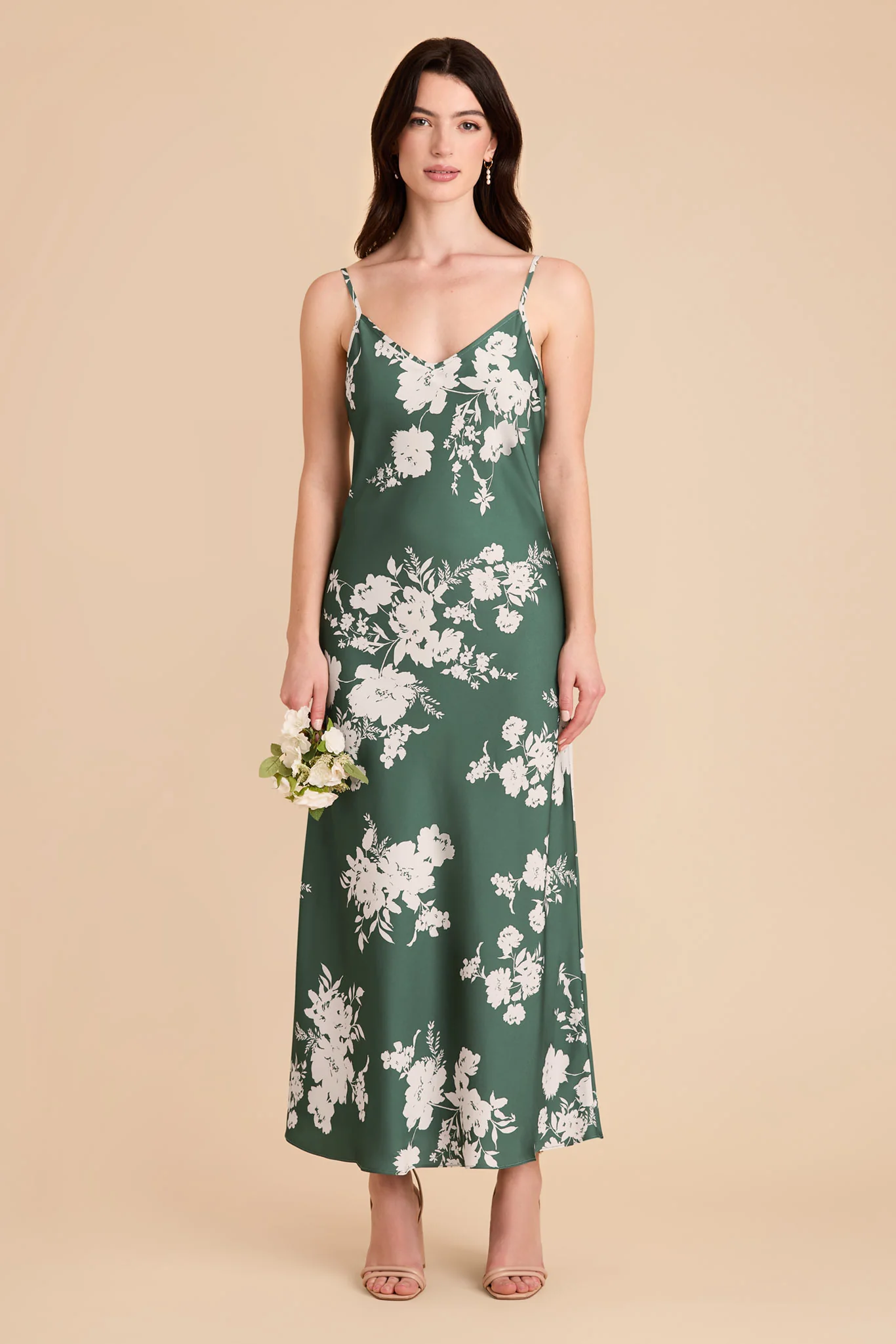 Alice Matte Satin Dress - Eucalyptus Whimsical Blooms
