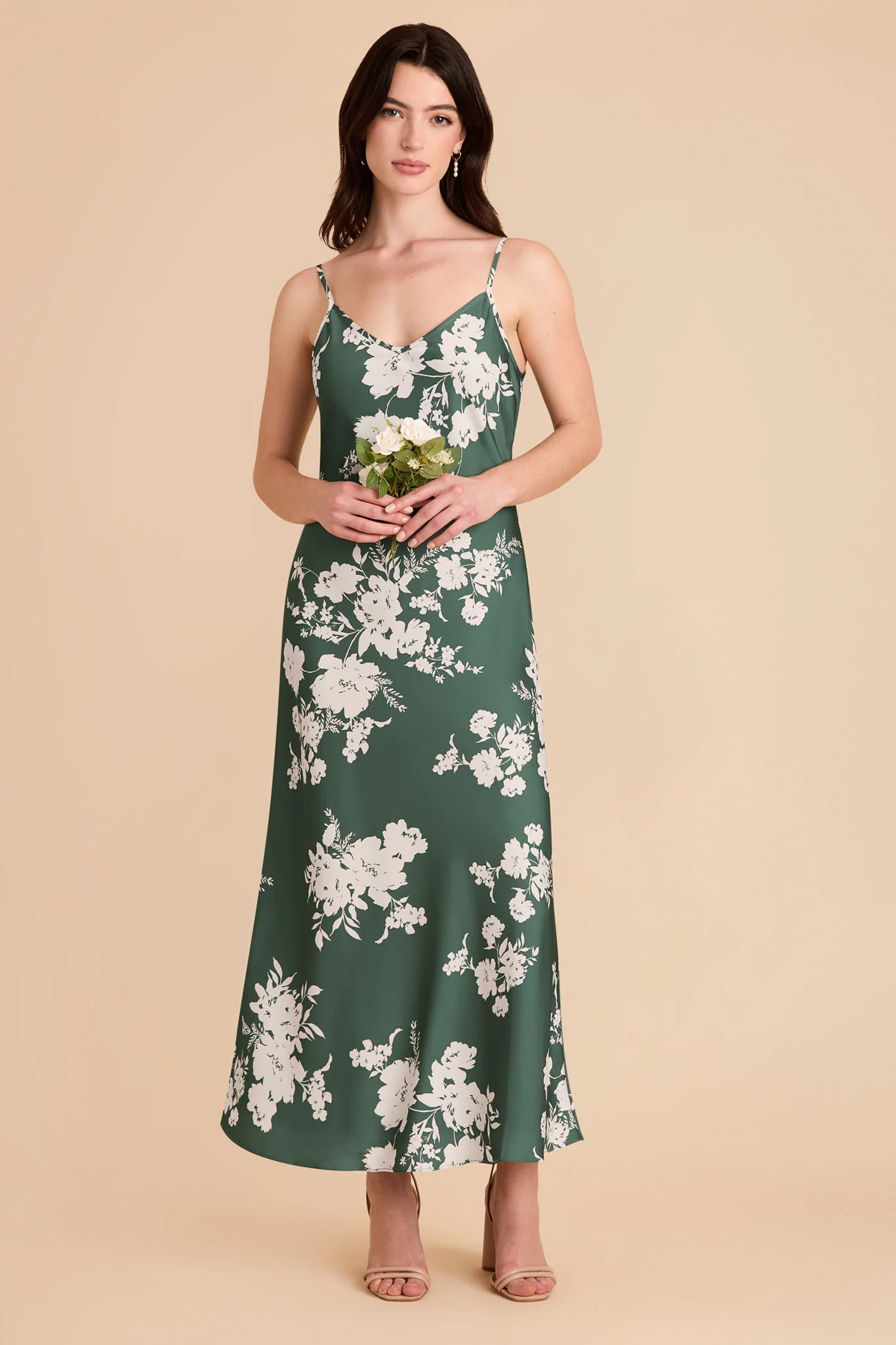 Alice Matte Satin Dress - Eucalyptus Whimsical Blooms - Image 2