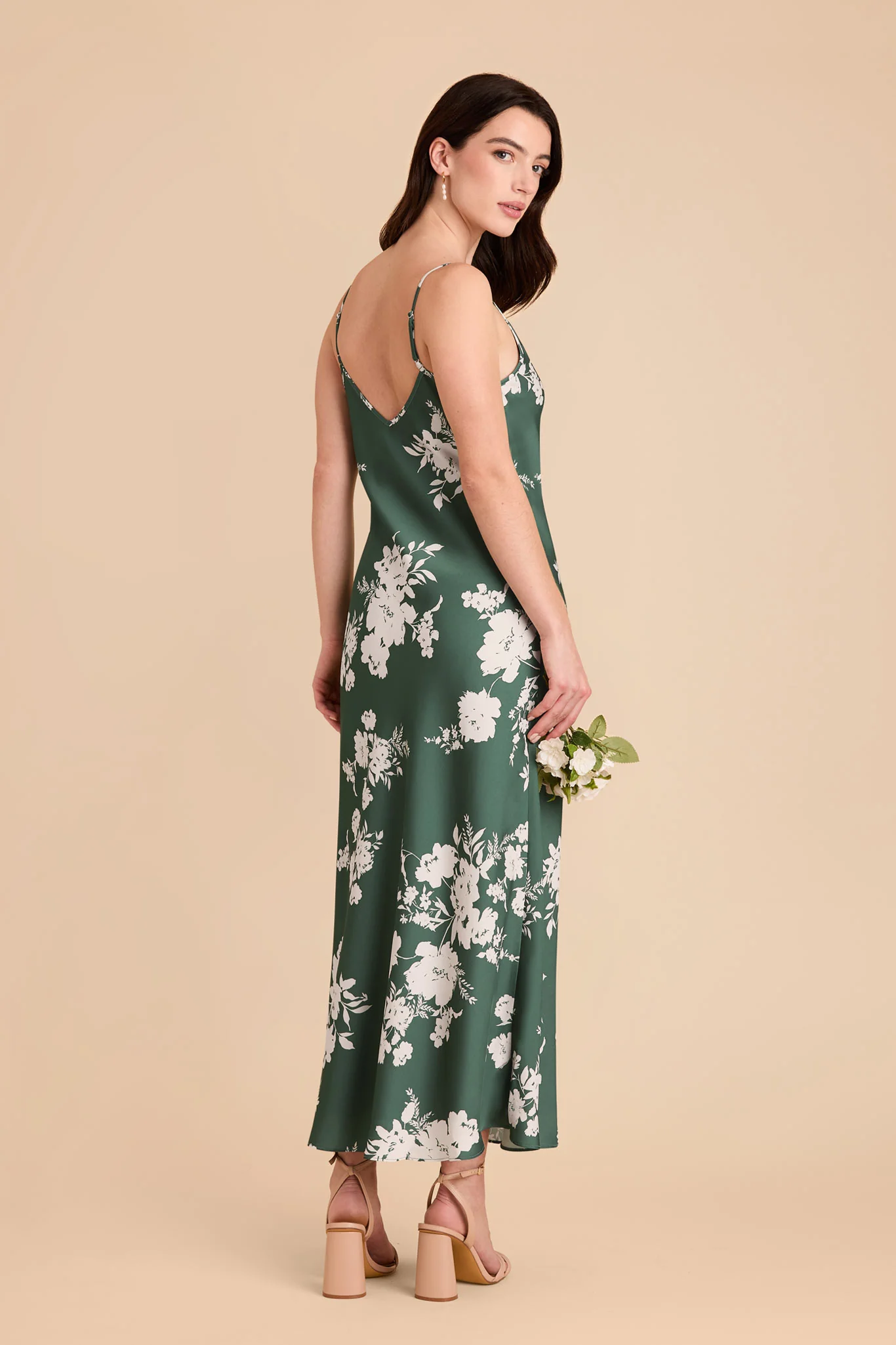 Alice Matte Satin Dress - Eucalyptus Whimsical Blooms - Image 3