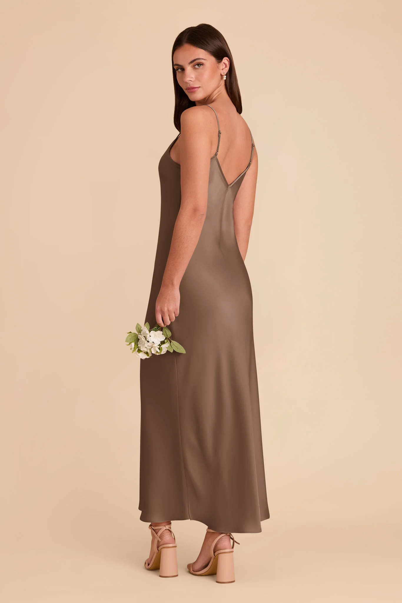 Alice Matte Satin Dress - Mocha - Image 4