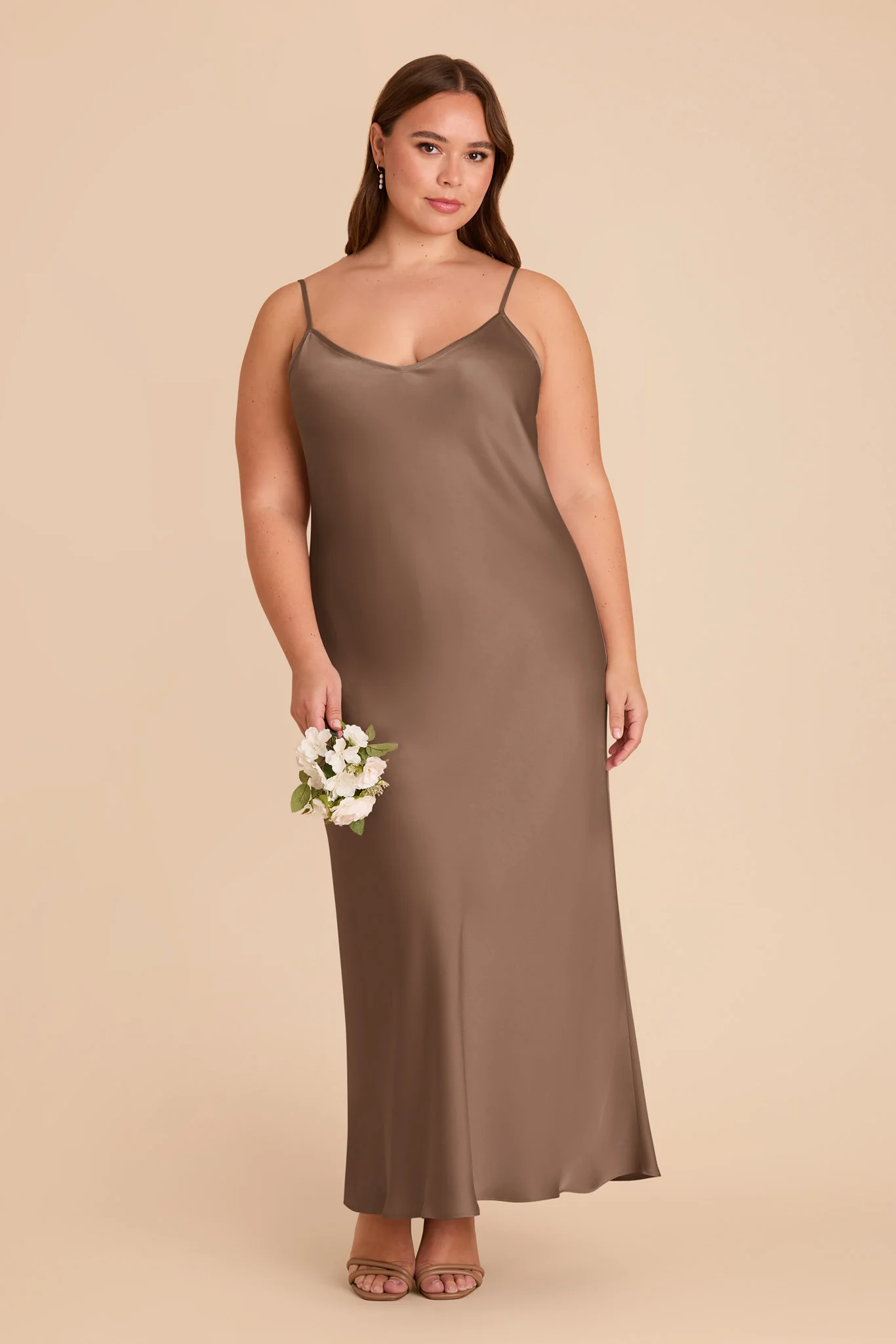 Alice Matte Satin Dress - Mocha - Image 6