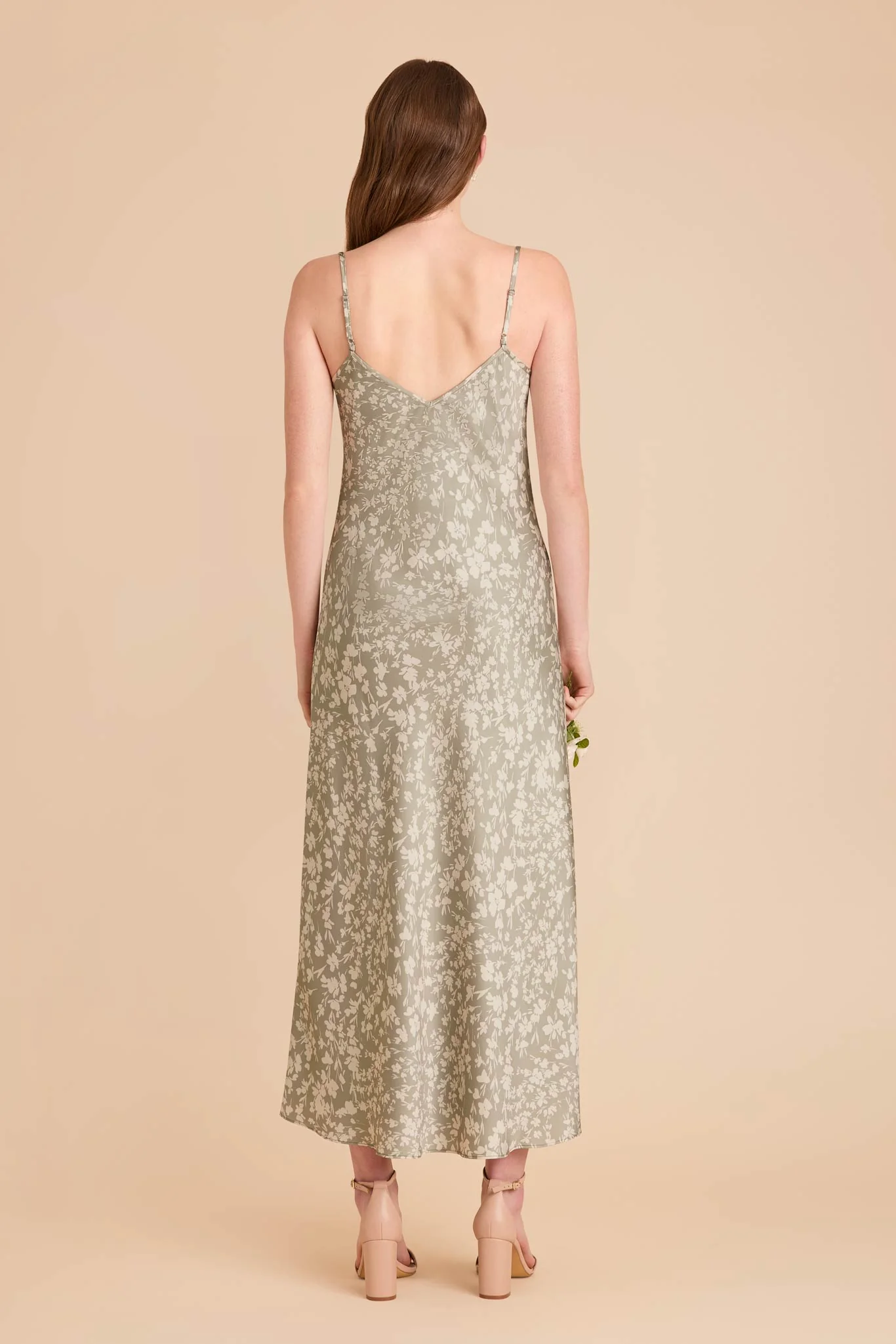 Alice Matte Satin Dress - Moss Green Dreamy Floral - Image 4