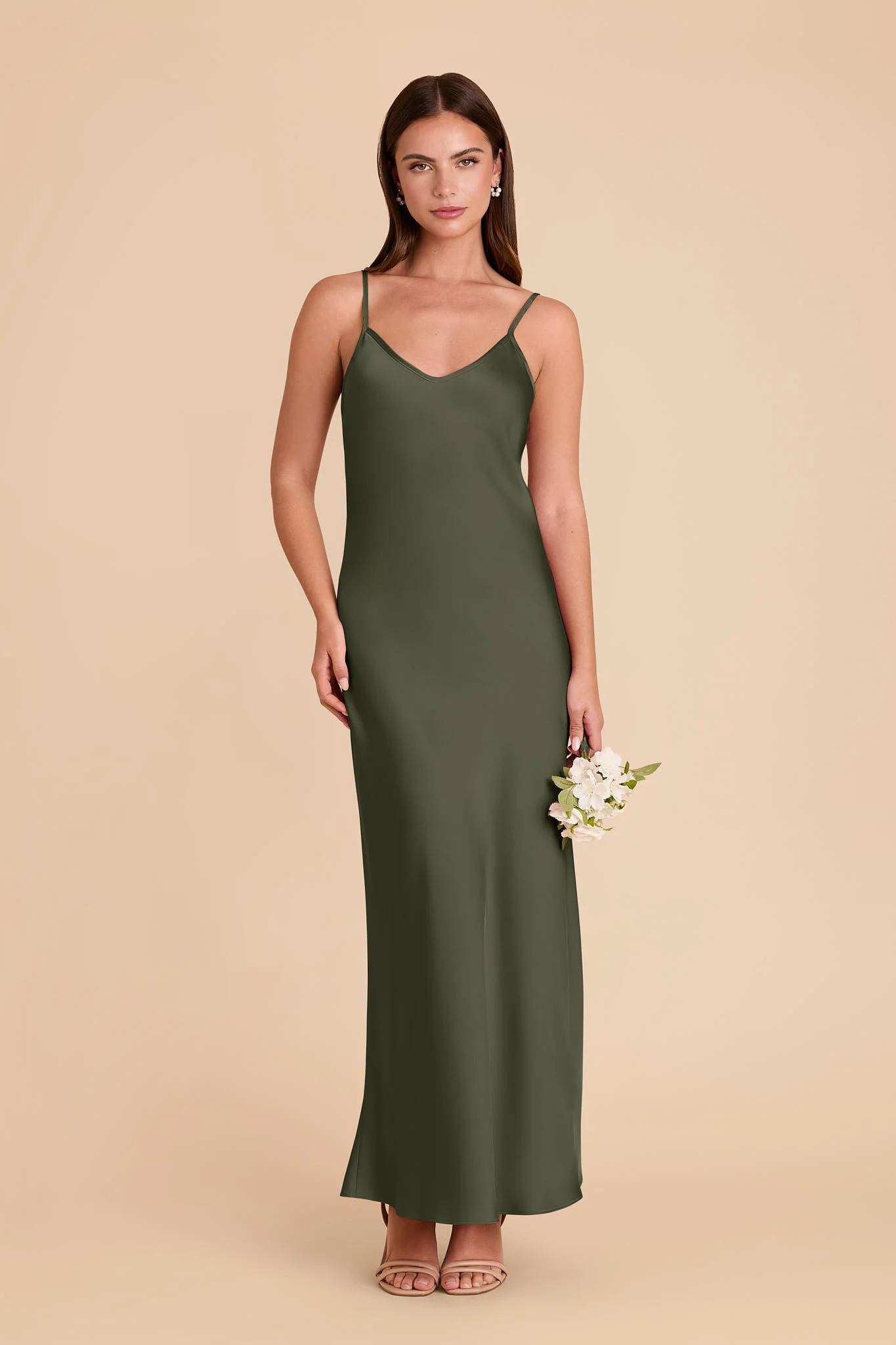 Alice Matte Satin Dress - Olive