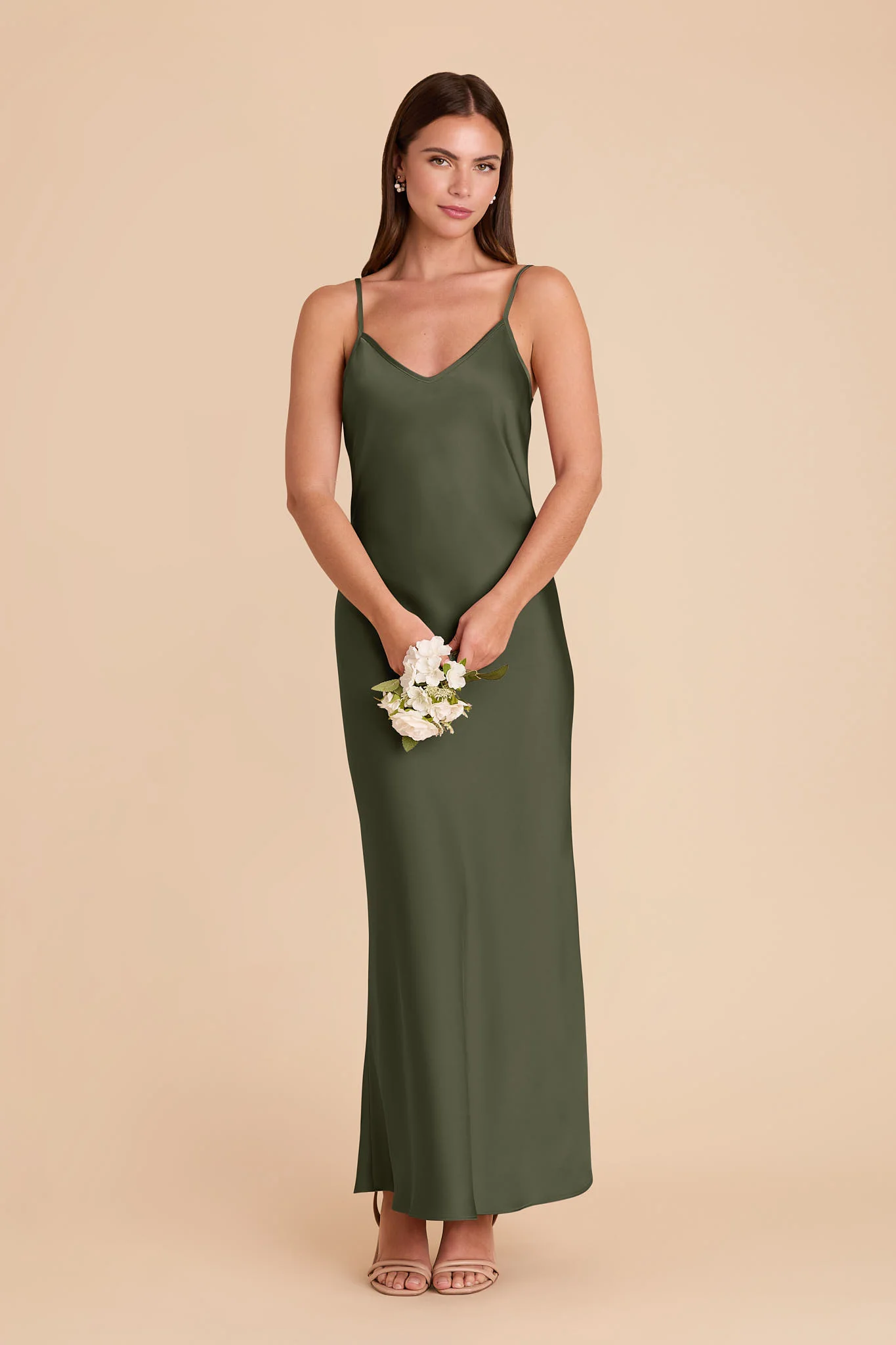 Alice Matte Satin Dress - Olive - Image 3