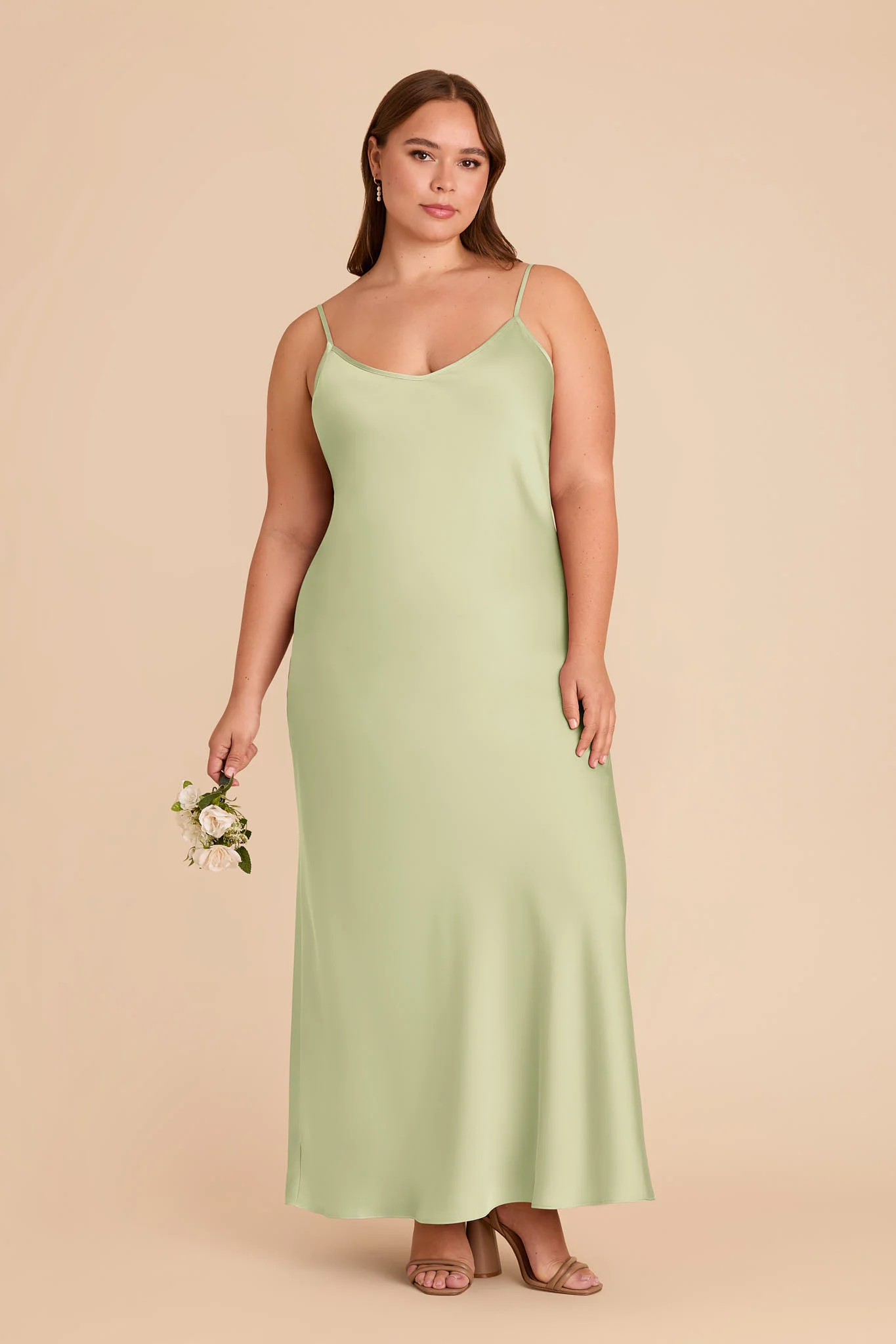 Alice Matte Satin Dress - Pale Pistachio - Image 2