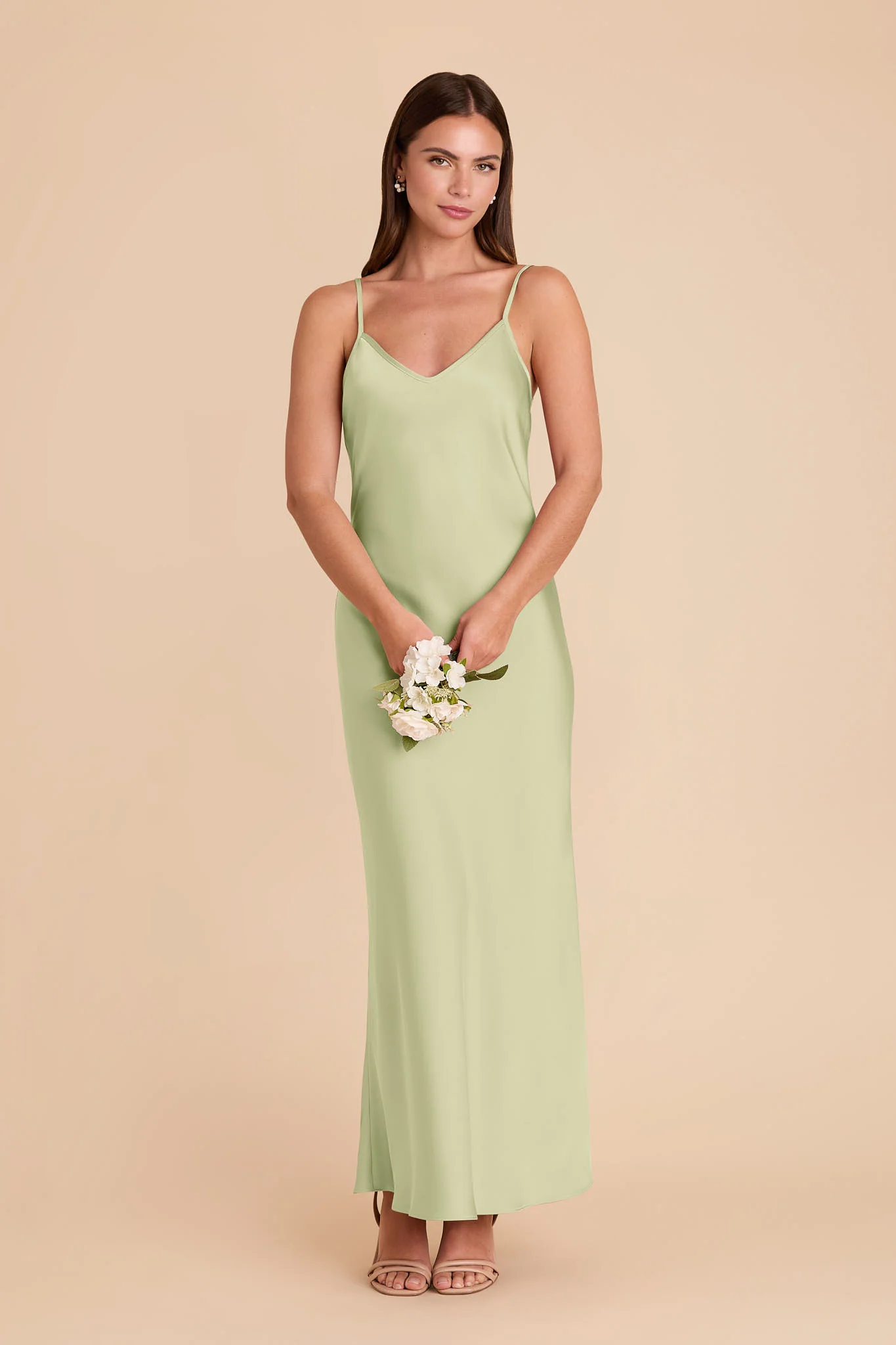 Alice Matte Satin Dress - Pale Pistachio - Image 3