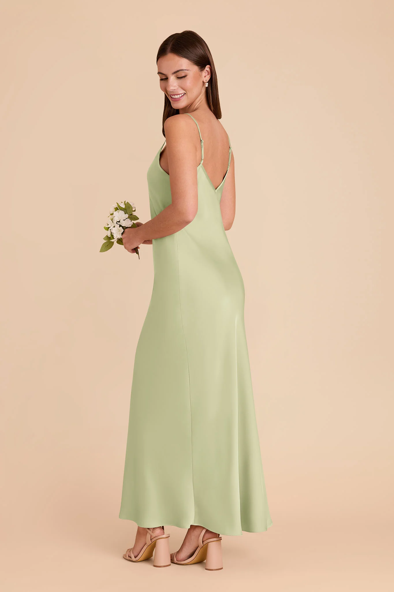 Alice Matte Satin Dress - Pale Pistachio - Image 4