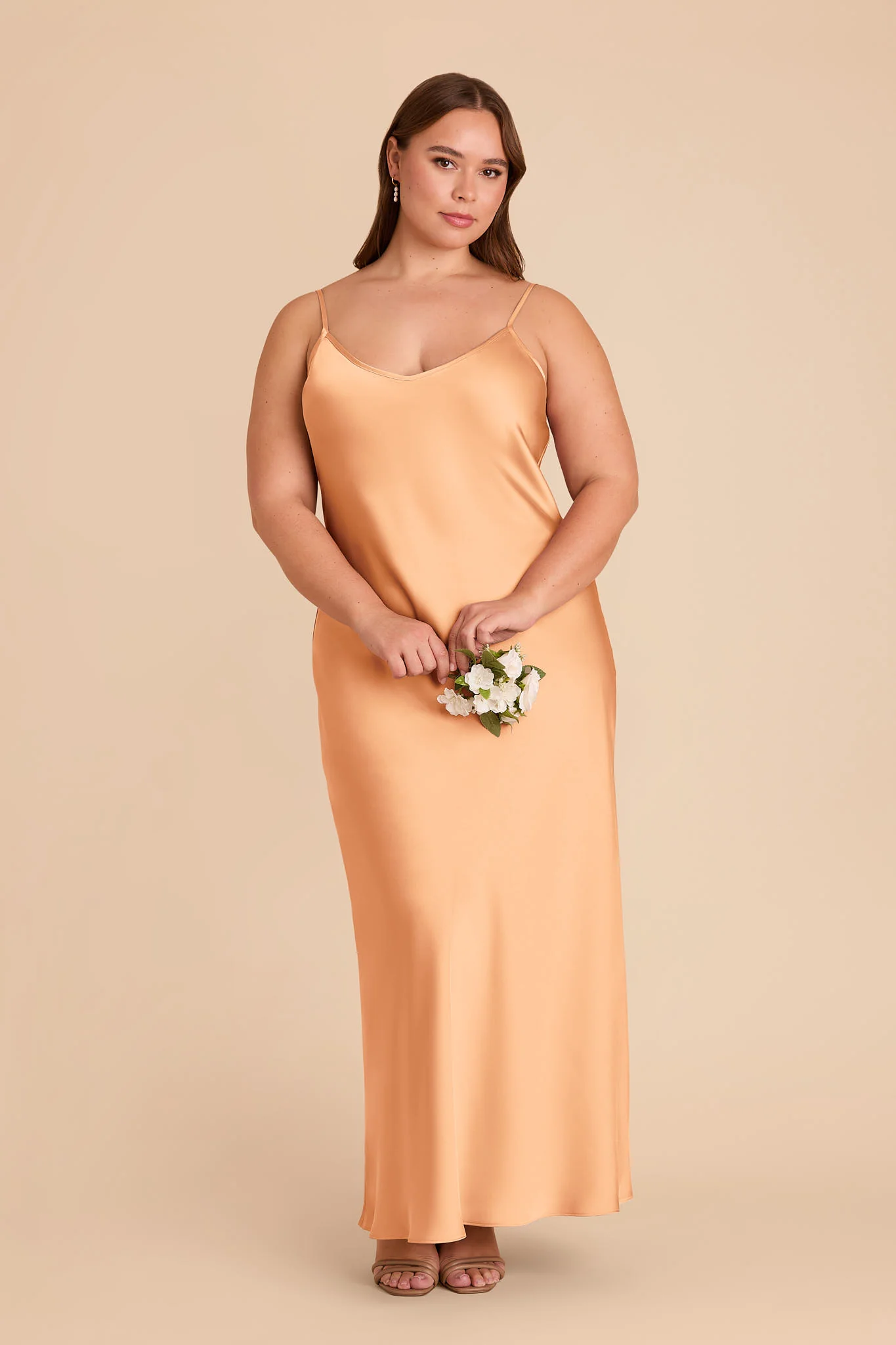 Alice Matte Satin Dress - Peach - Image 6