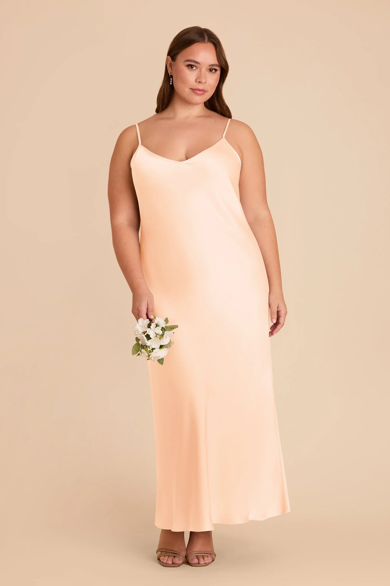 Alice Matte Satin Dress - Peach Cream - Image 2