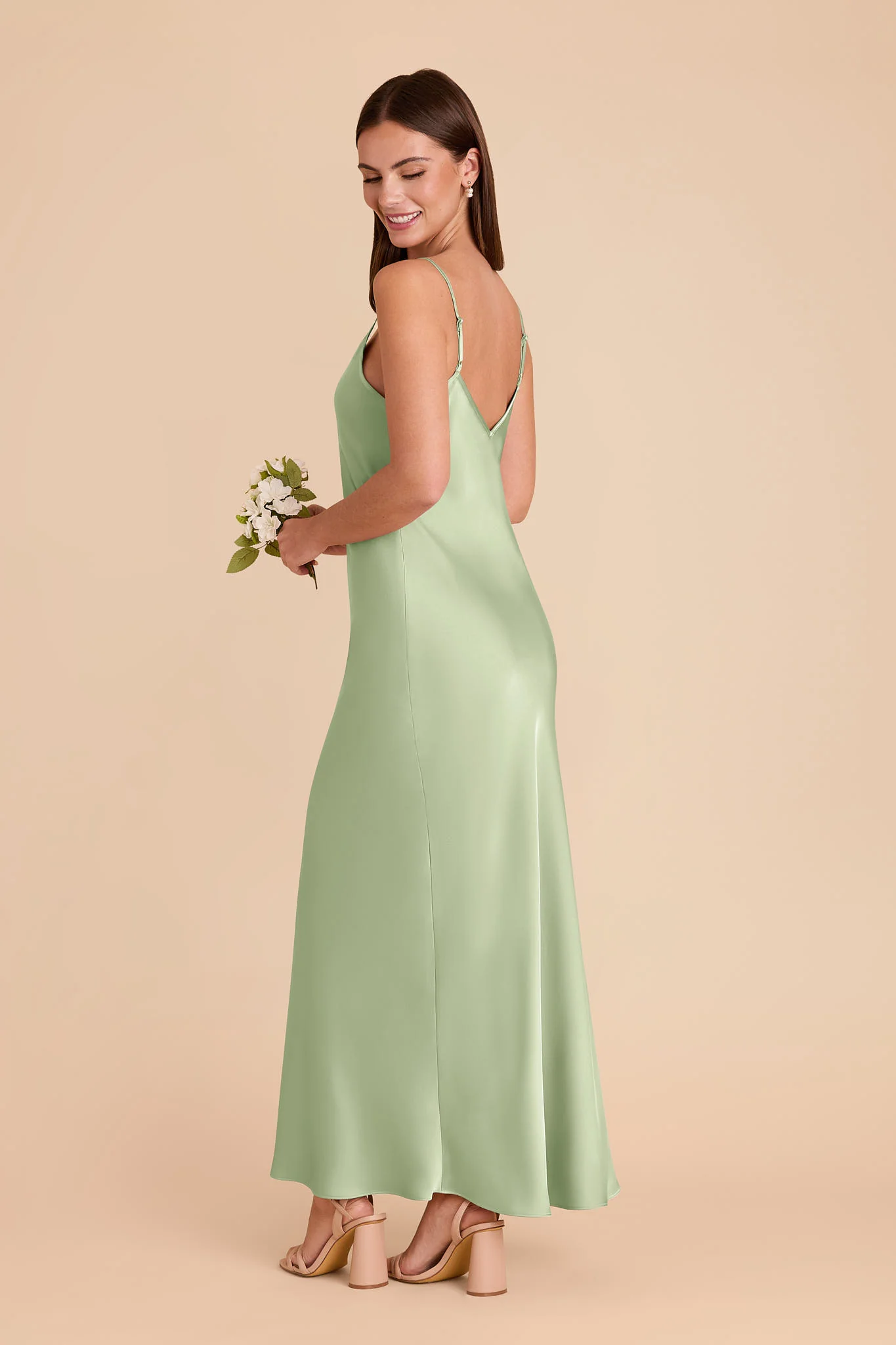 Alice Matte Satin Dress - Pistachio - Image 4
