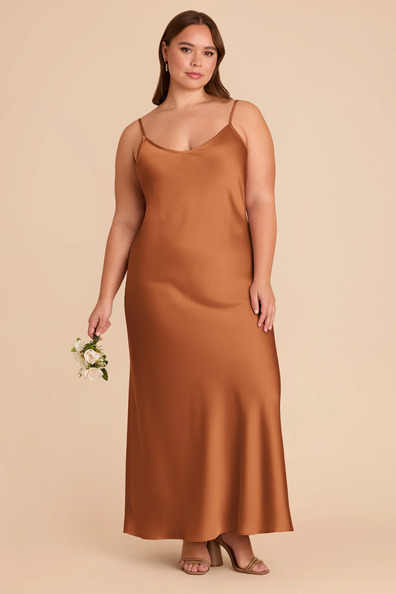 Alice Matte Satin Dress - Rust - Image 2