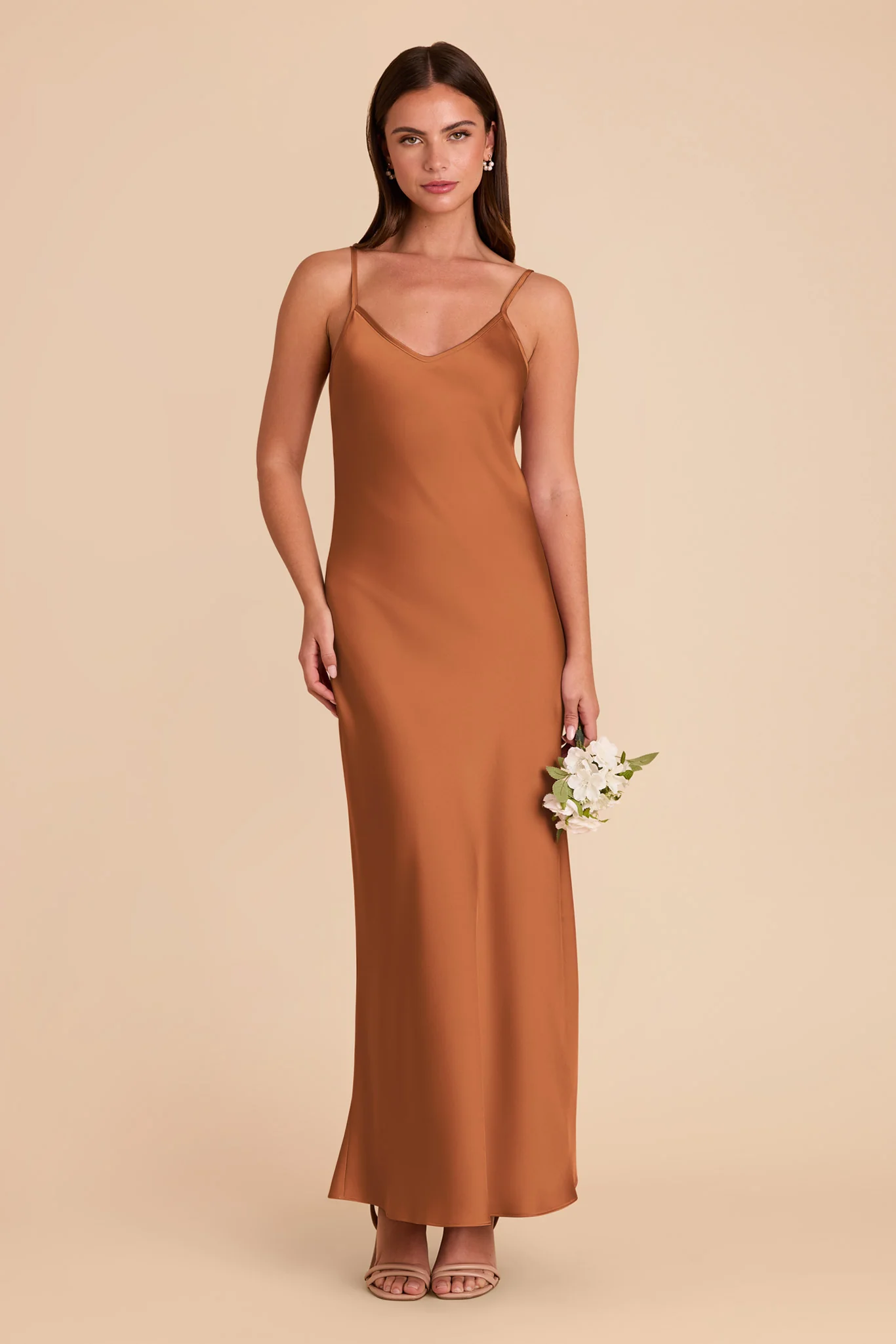 Alice Matte Satin Dress - Rust - Image 3