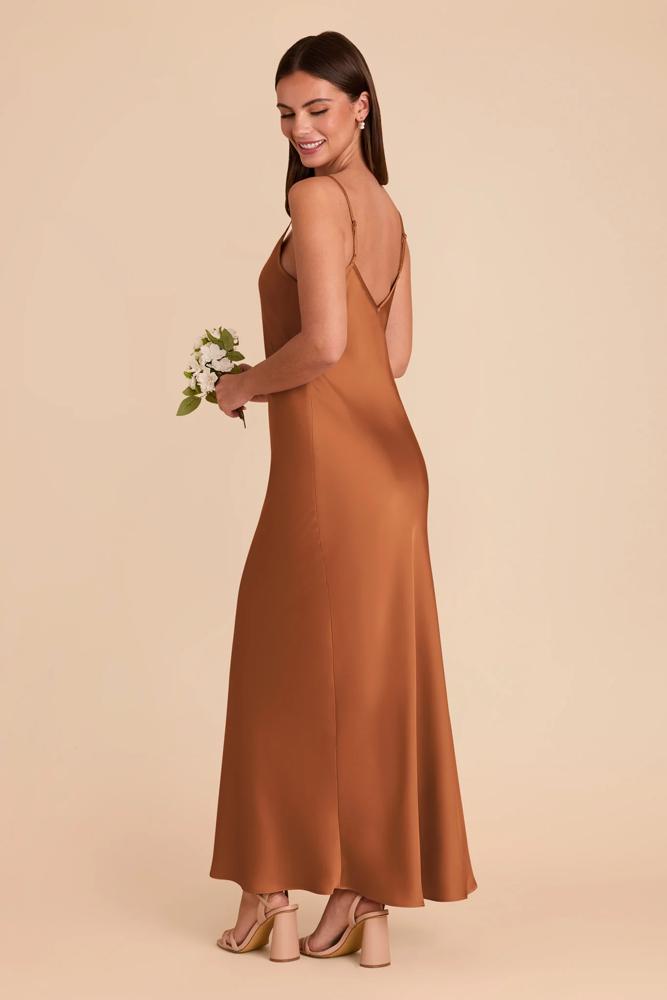 Alice Matte Satin Dress - Rust - Image 4