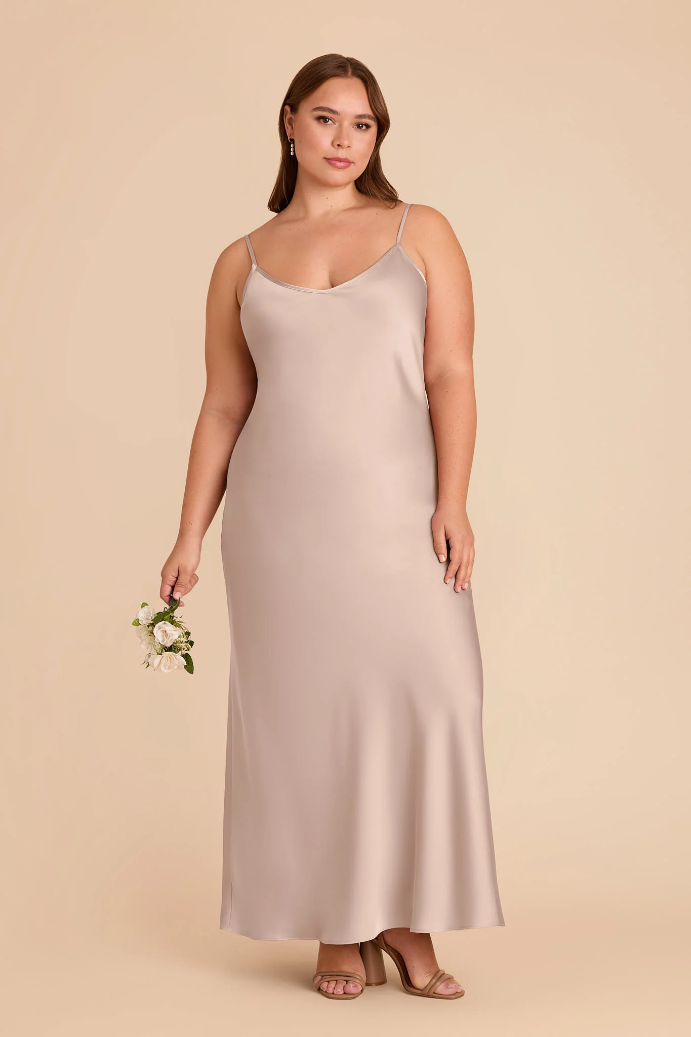 Alice Matte Satin Dress - Taupe - Image 2