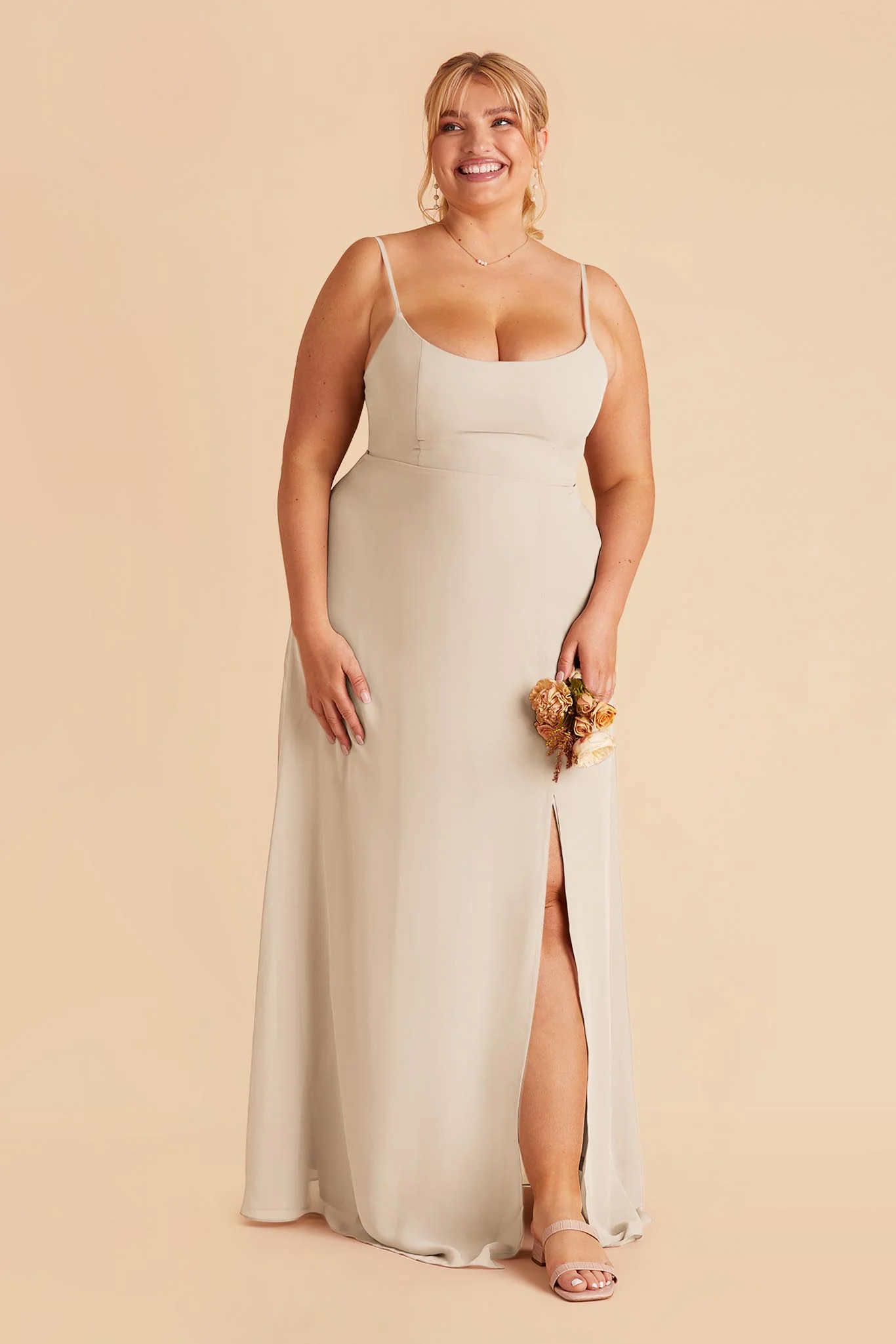 Amy Chiffon Dress - Classic Champagne - Image 2