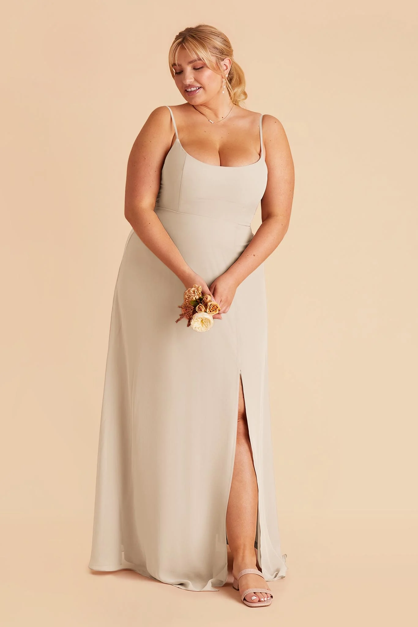 Amy Chiffon Dress - Classic Champagne - Image 7