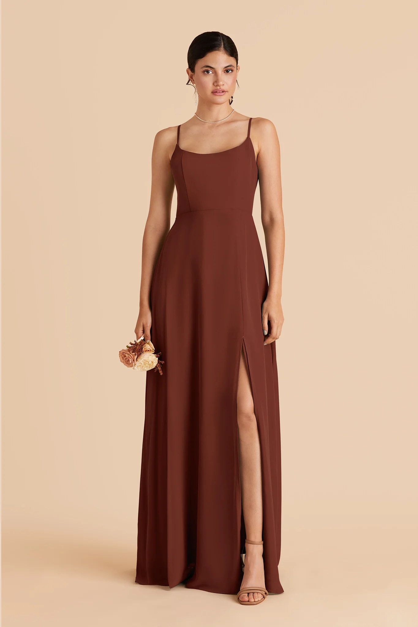 Amy Chiffon Dress - Cognac