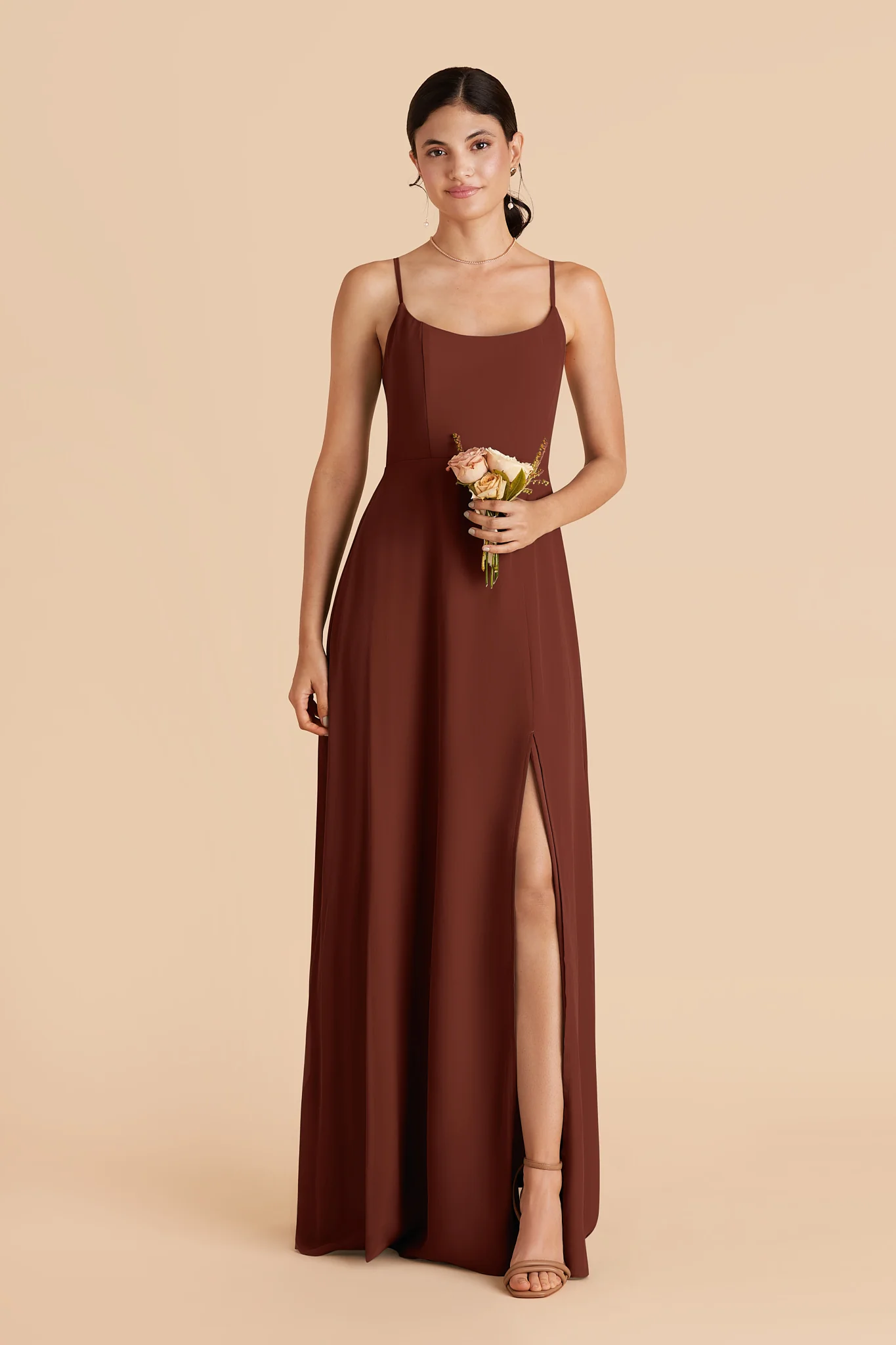 Amy Chiffon Dress - Cognac - Image 3