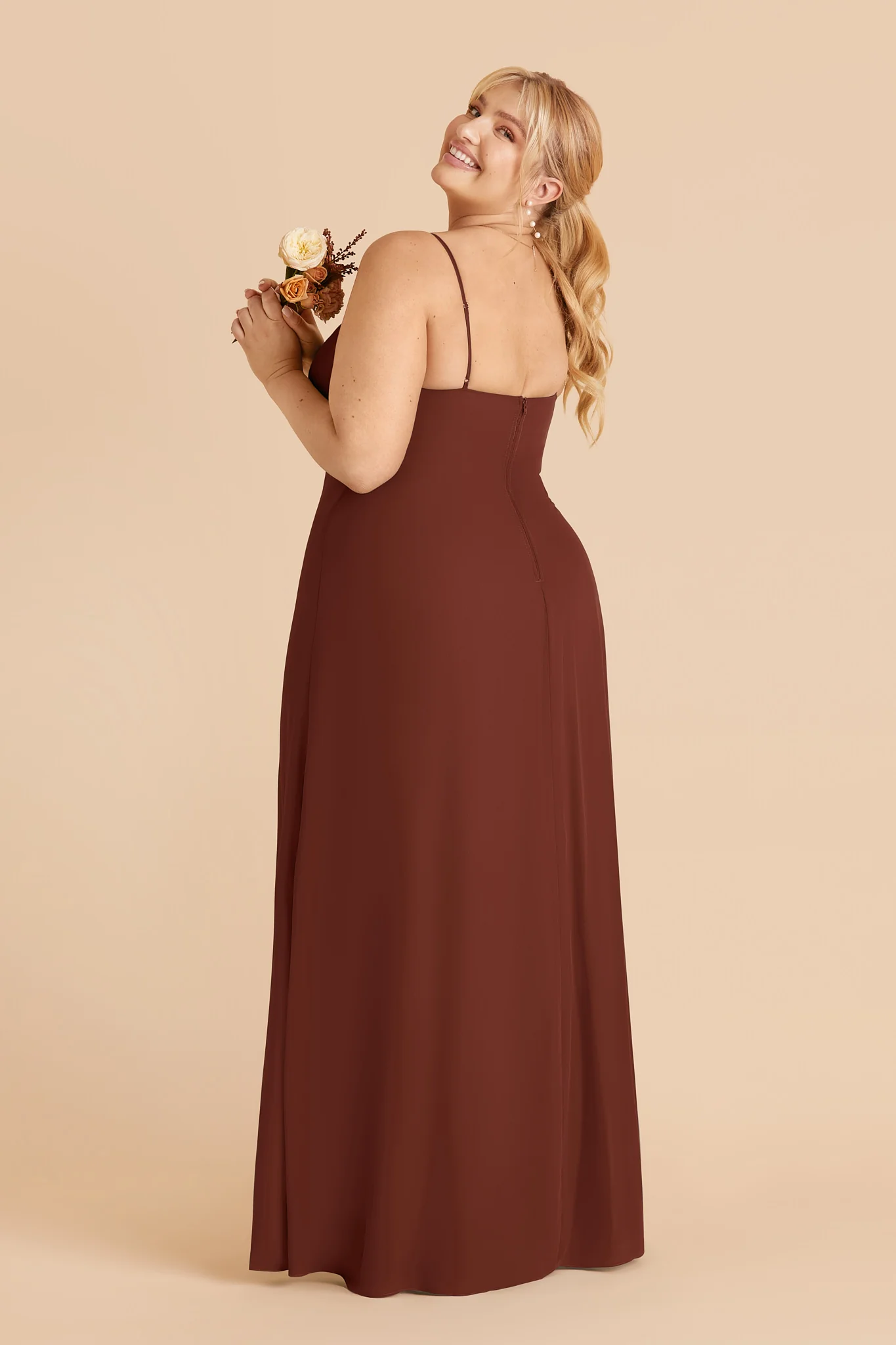 Amy Chiffon Dress - Cognac - Image 6