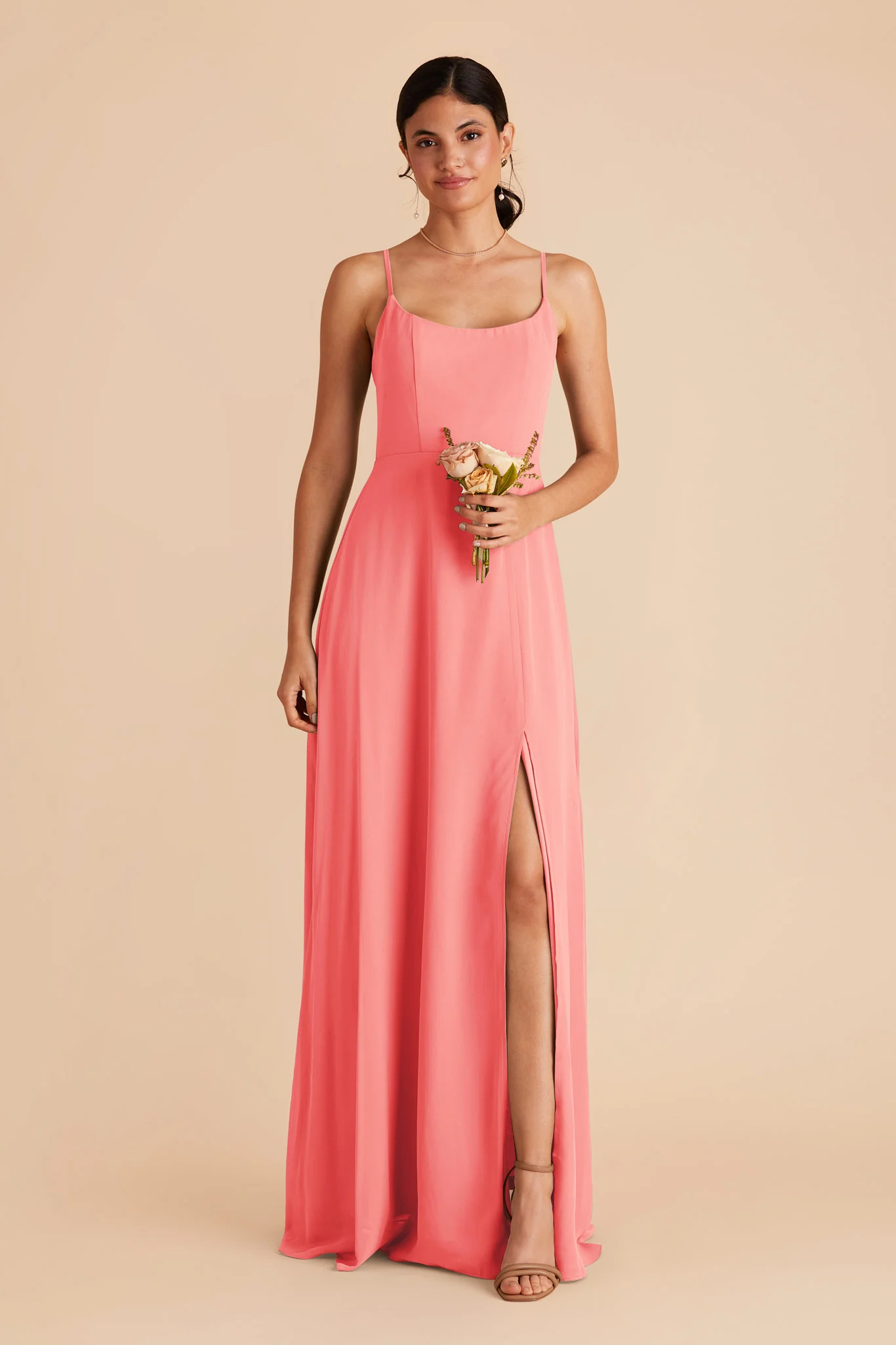 Amy Chiffon Dress - Coral Pink - Image 3