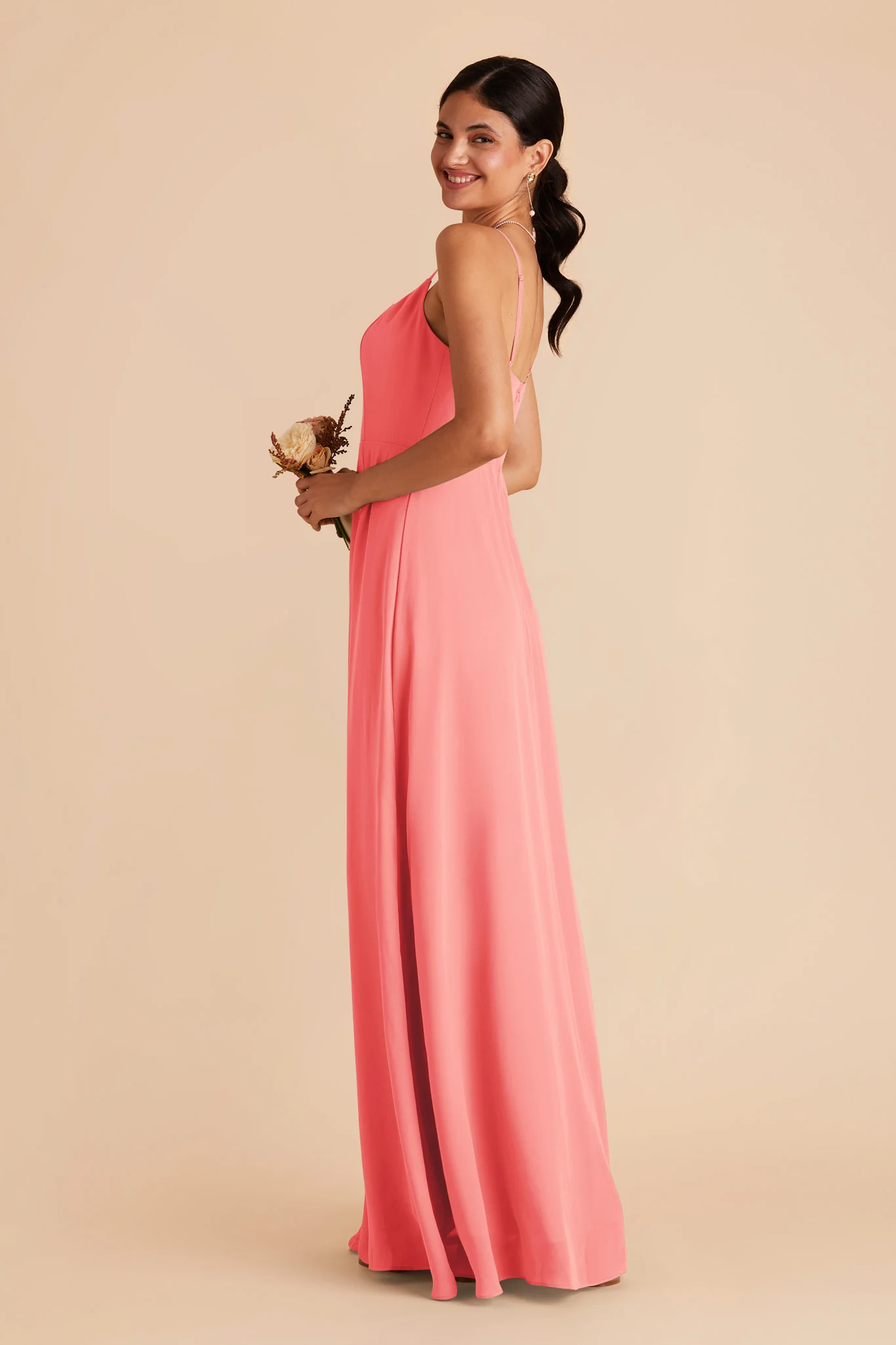 Amy Chiffon Dress - Coral Pink - Image 4