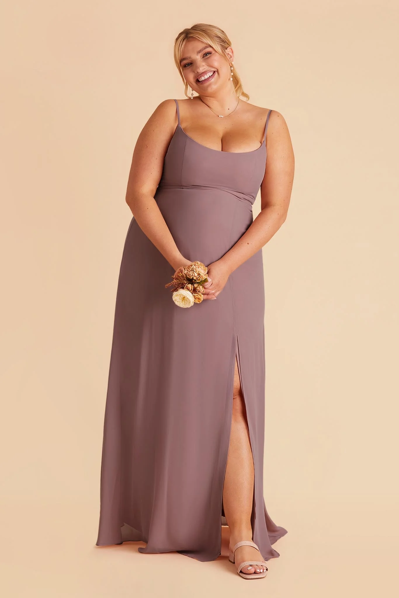 Amy Chiffon Dress - Dark Mauve - Image 2