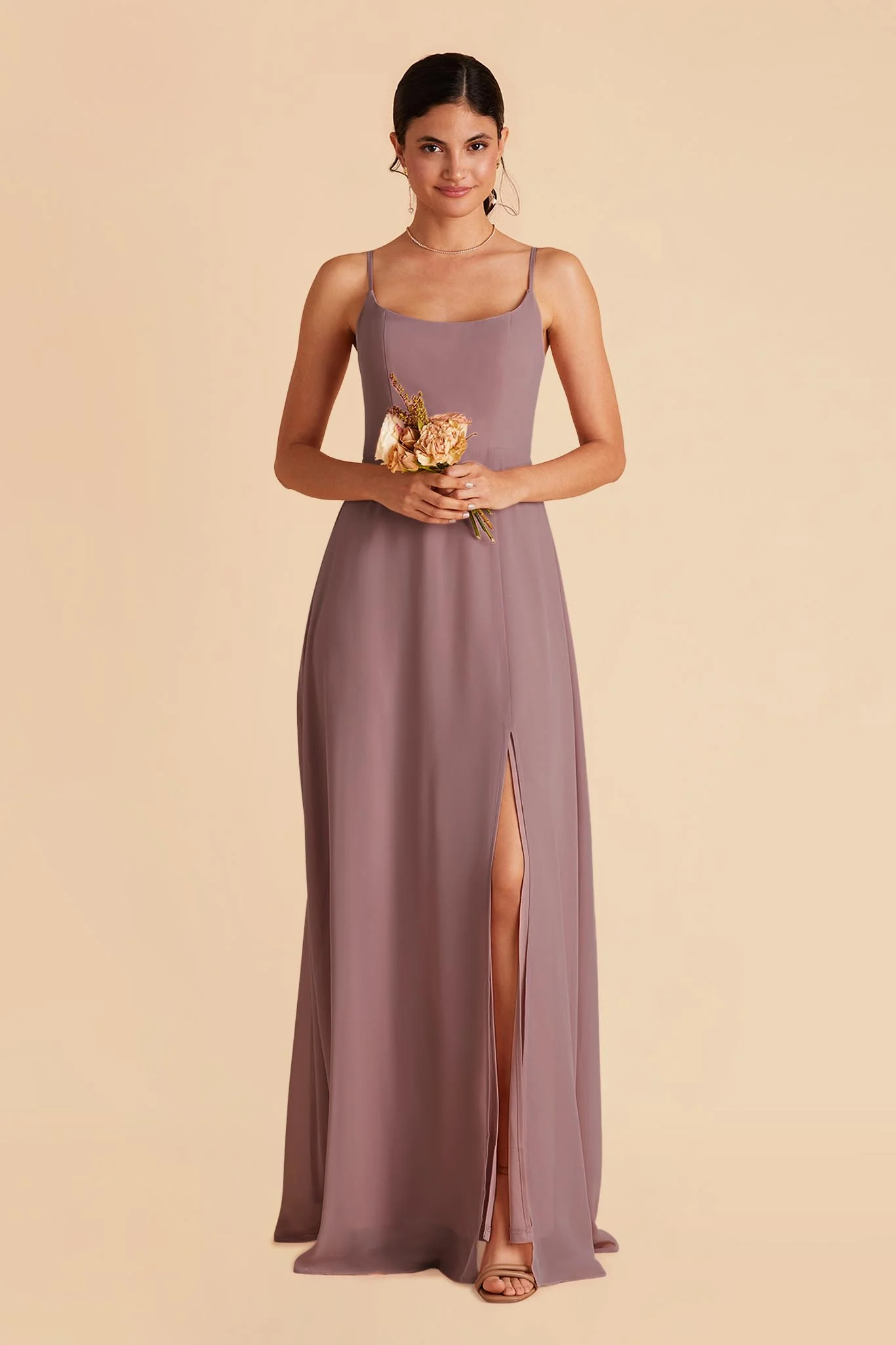 Amy Chiffon Dress - Dark Mauve - Image 5
