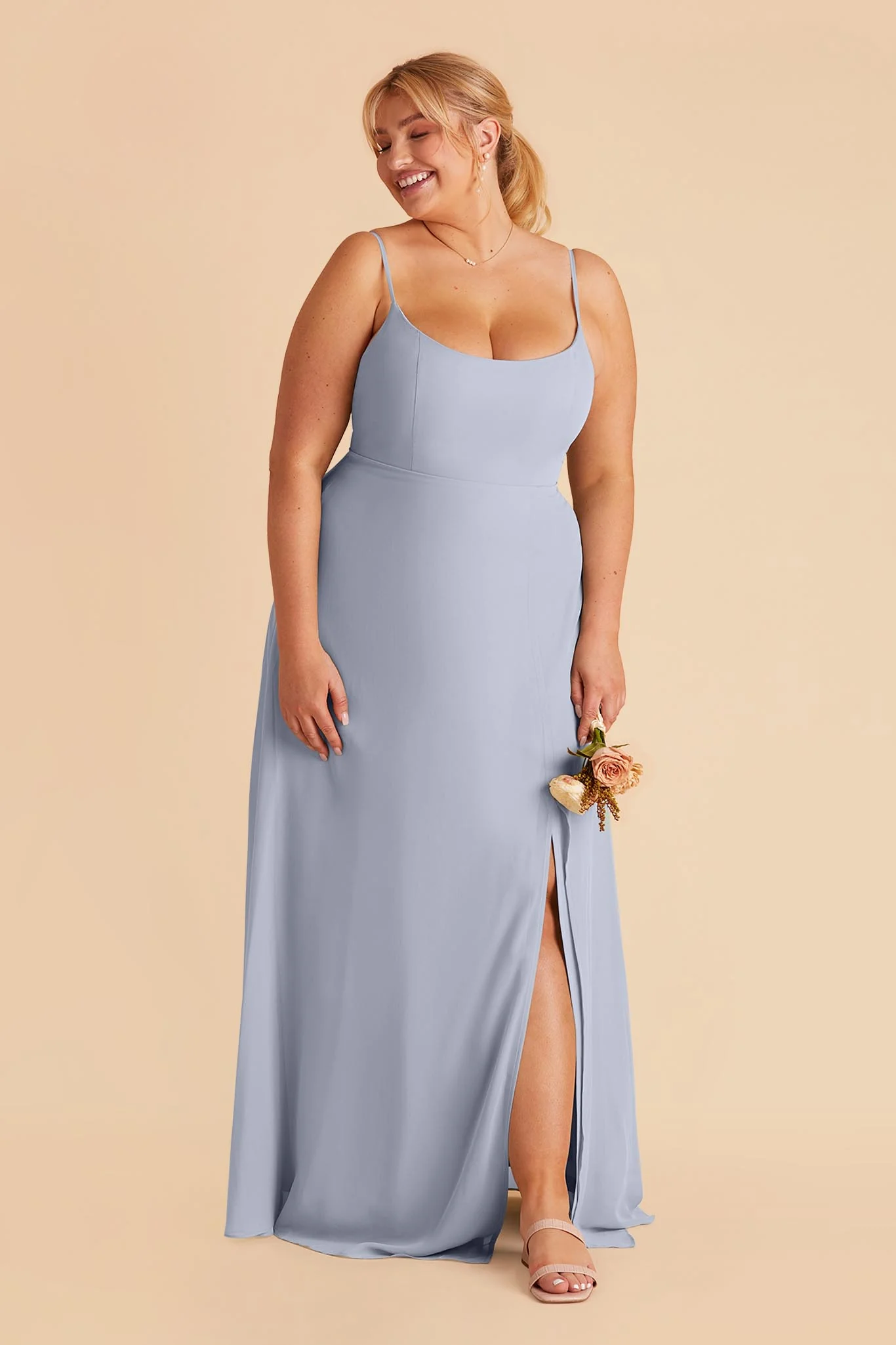 Amy Chiffon Dress - Dusty Blue - Image 2