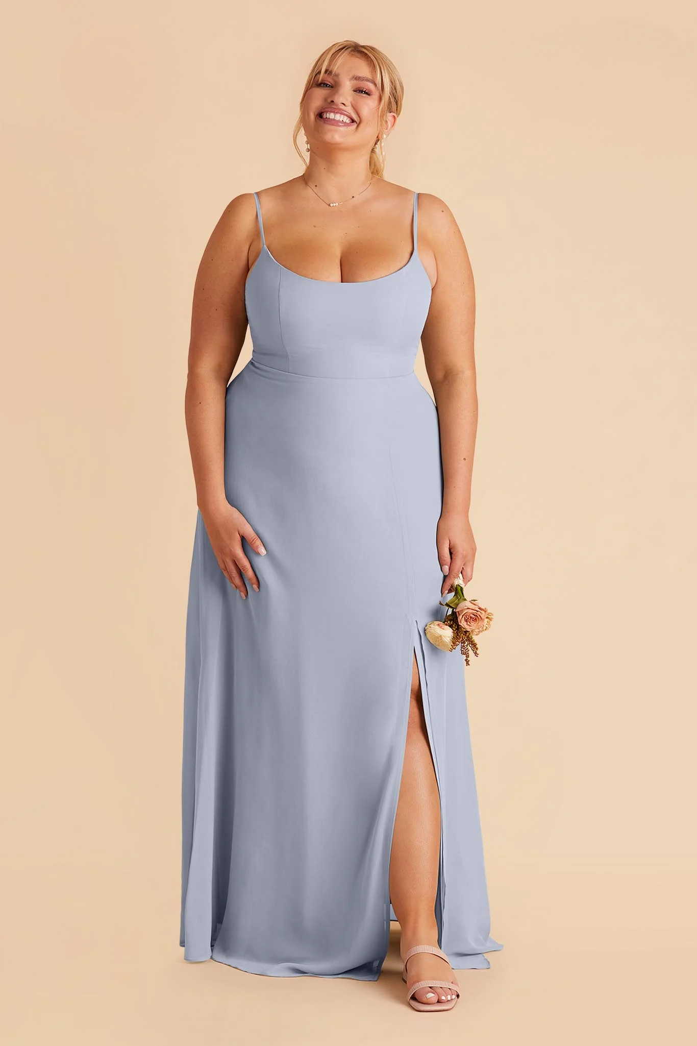 Amy Chiffon Dress - Dusty Blue - Image 7