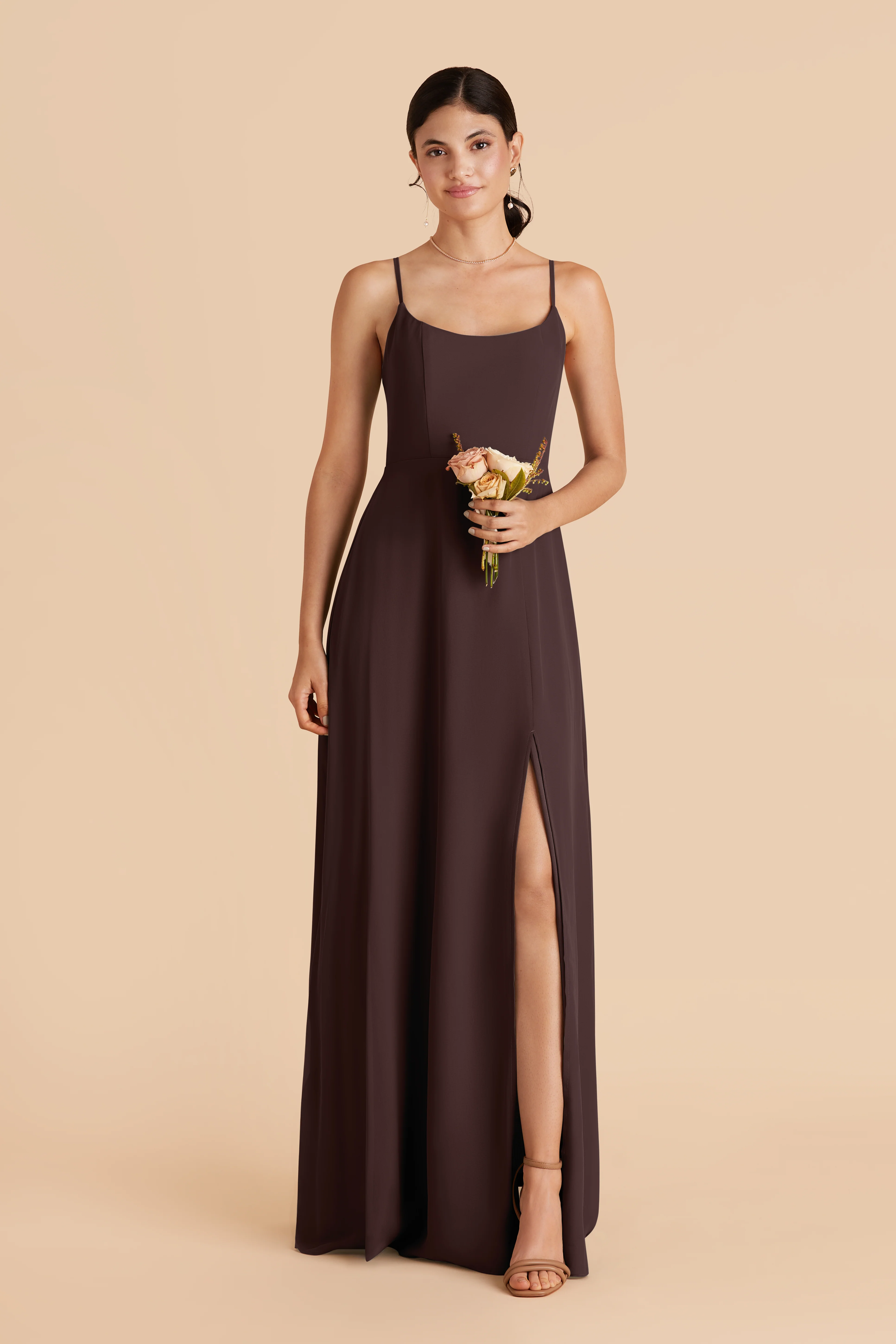 Amy Chiffon Dress - Espresso