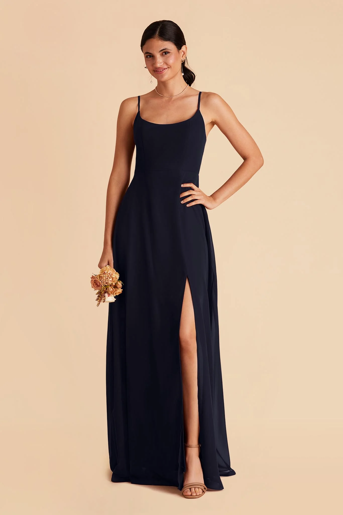 Amy Chiffon Dress - Navy